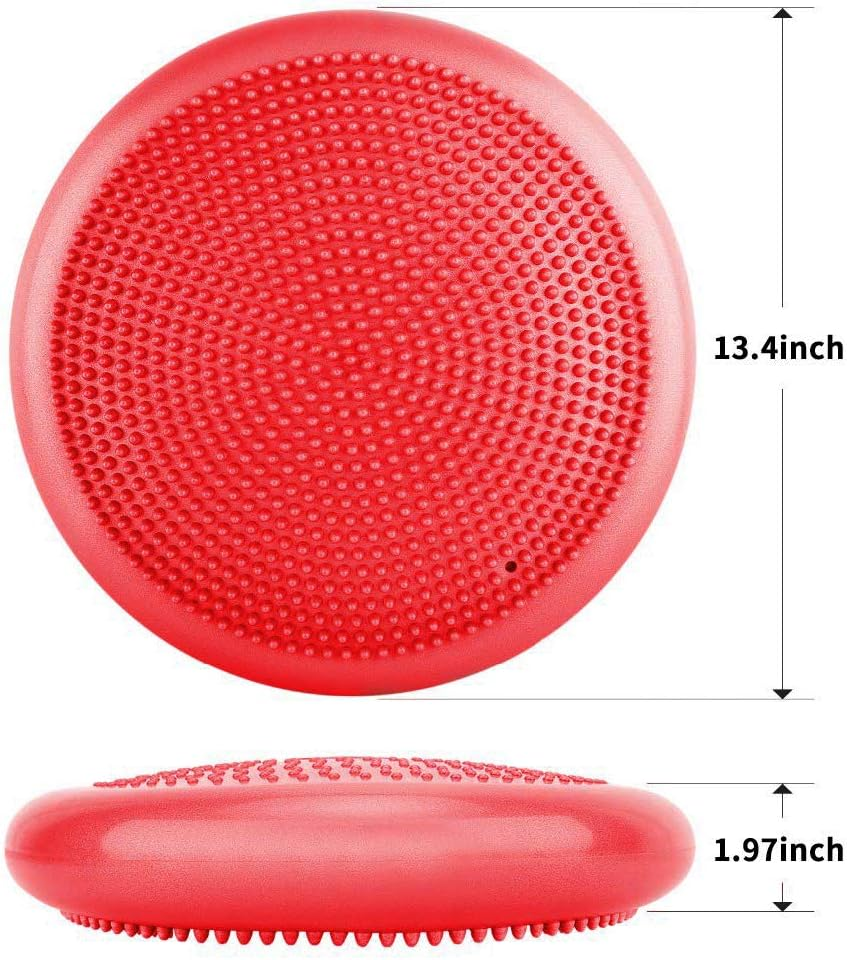Inflated Stability Wobble Cushion, Balance Air Cushion Disc for Core Fitness Exercise, Wiggle Seat for Sensory Kids, Suitable for Office, Home, School, Pump Included image number 2