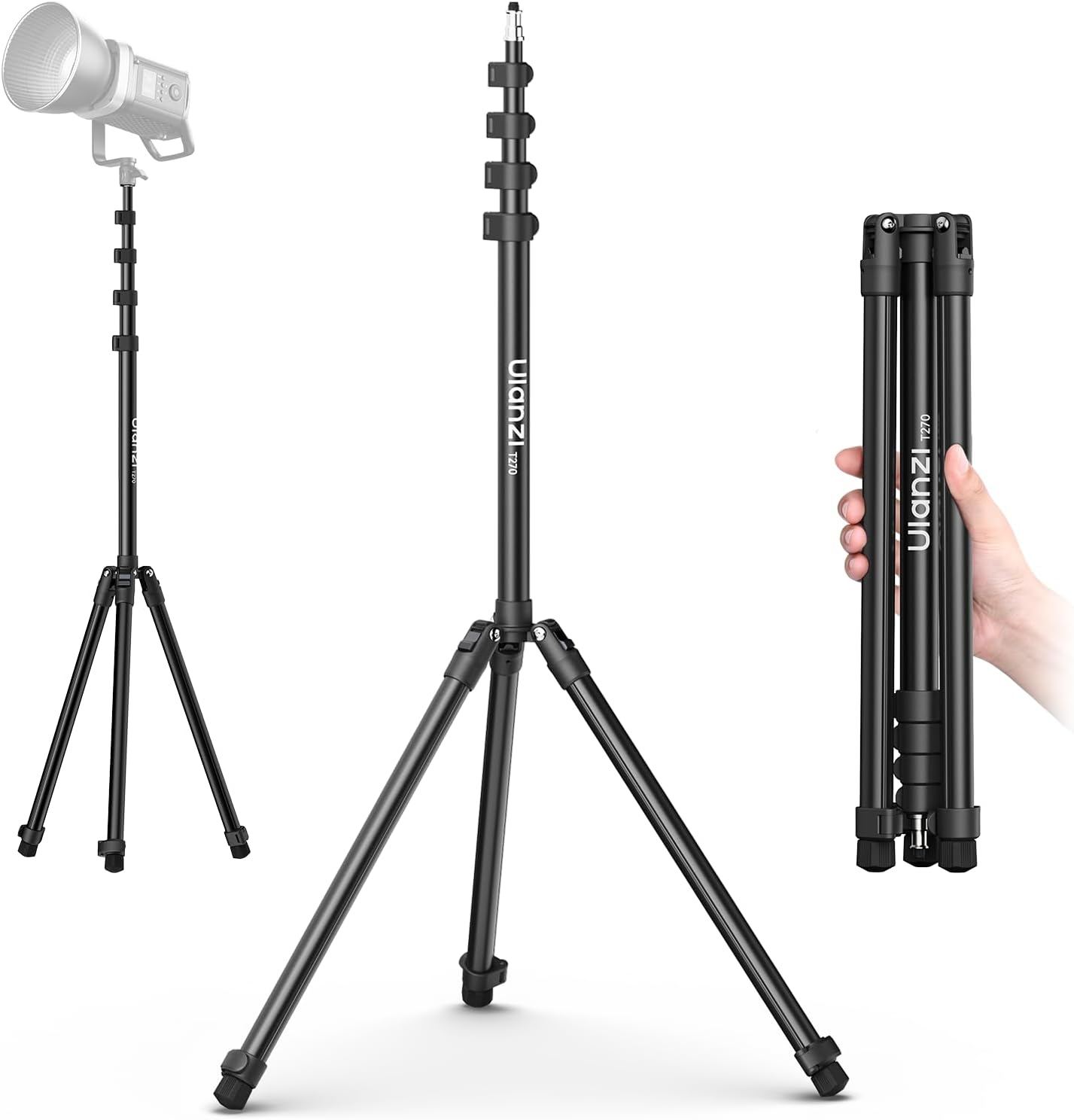ULANZI T270 Photography Light Stand - 8.8Ft/270Cm Adjustable Tripod Stand, Aluminum Studio Lighting Stand for Softbox, LED Video Light, Reflector, Strobe, Photo Video Photography image number 2