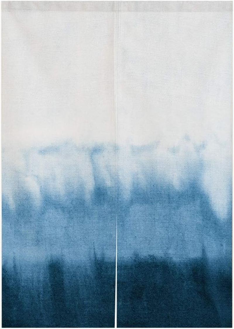 Japanese Indigo Noren Doorway Curtain Tapestry Shibori Tie Dye Pattern Door Curtain Rustic Boho Ethnic Room Divider Home Decoration, 29 X 35 Inches image number 2