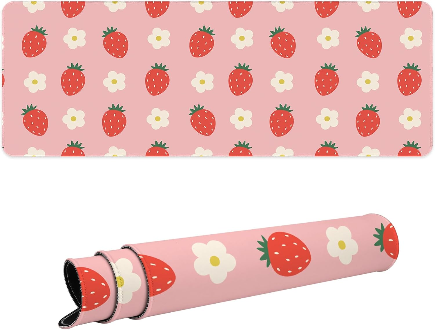 Cute Large Mouse Pad, Aesthetic Mouse Mat with Waterproof and Non-Slip Rubber Base,Gaming Mouse Mat for Daily Office,Home,Desk Pad Mat, 80Cm*30Cm*3Mm(31.5X11.9In), Xl,Pink Strawberry image number 6