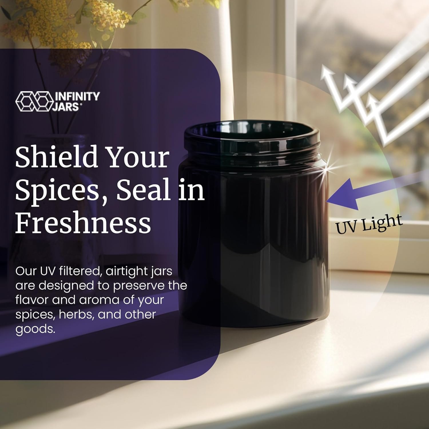 Infinity Jars 250 Ml (8.3 Fl Oz) Tall Black Ultraviolet Refillable Empty Glass Screw Top Jar image number 6