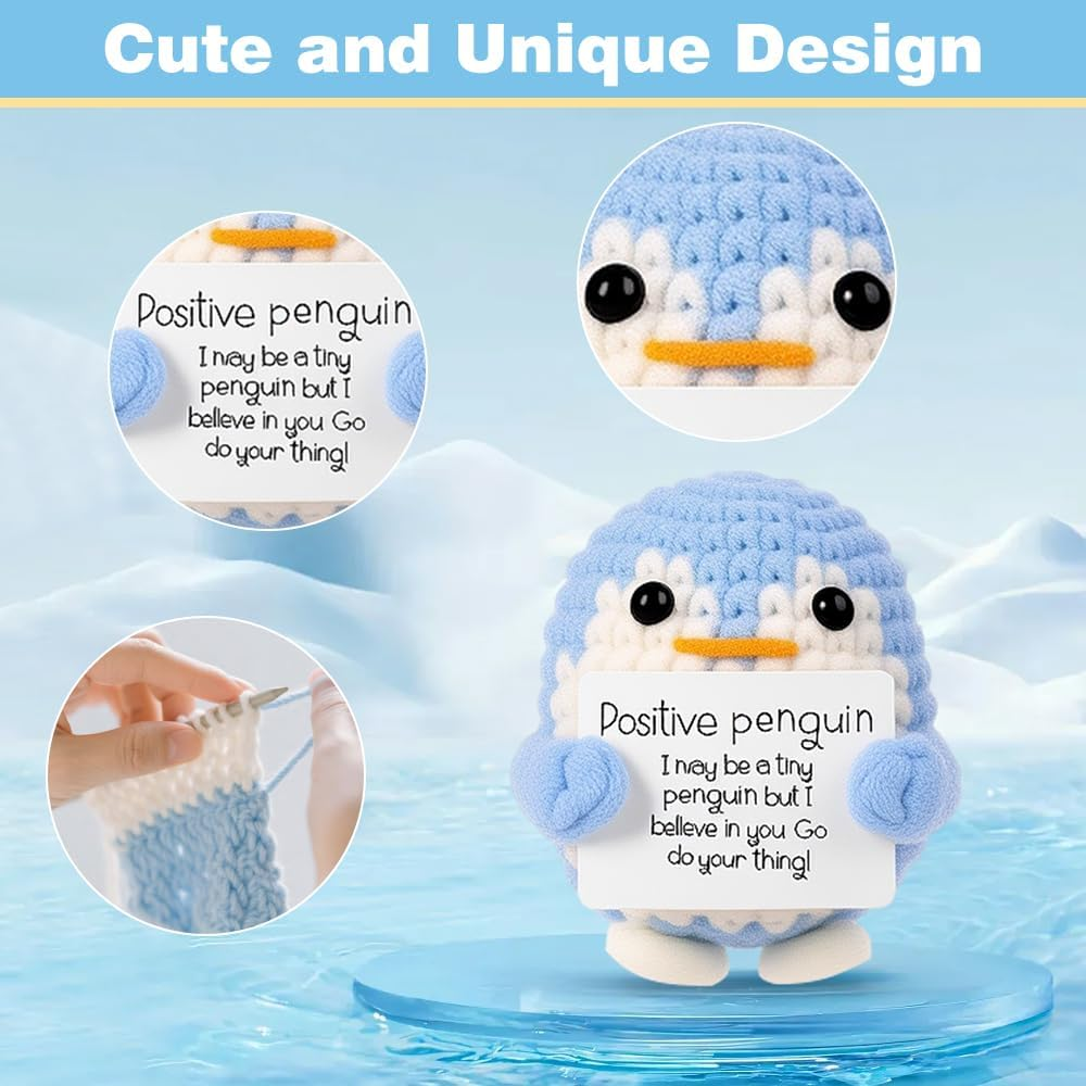 Fayrvind 6 Pcs Emotional Support Positive Crochet Animal Doll Cute Stuff Desk Accessories Birthday Gifts for Women Thank You Gift (Turtle, Duck, Dinosaur, Sloth, Flamingo, Penguin) image number 5