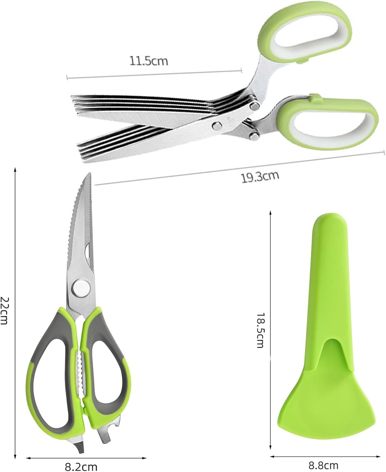 Kitchen Scissors,Herb Scissors with Kitchen Shears and Peeler,Easy to Clean,Heavy Duty Scissors for Fish, Salad,Chive, Meat, Basil, Multipurpose Sharp Sissors image number 6