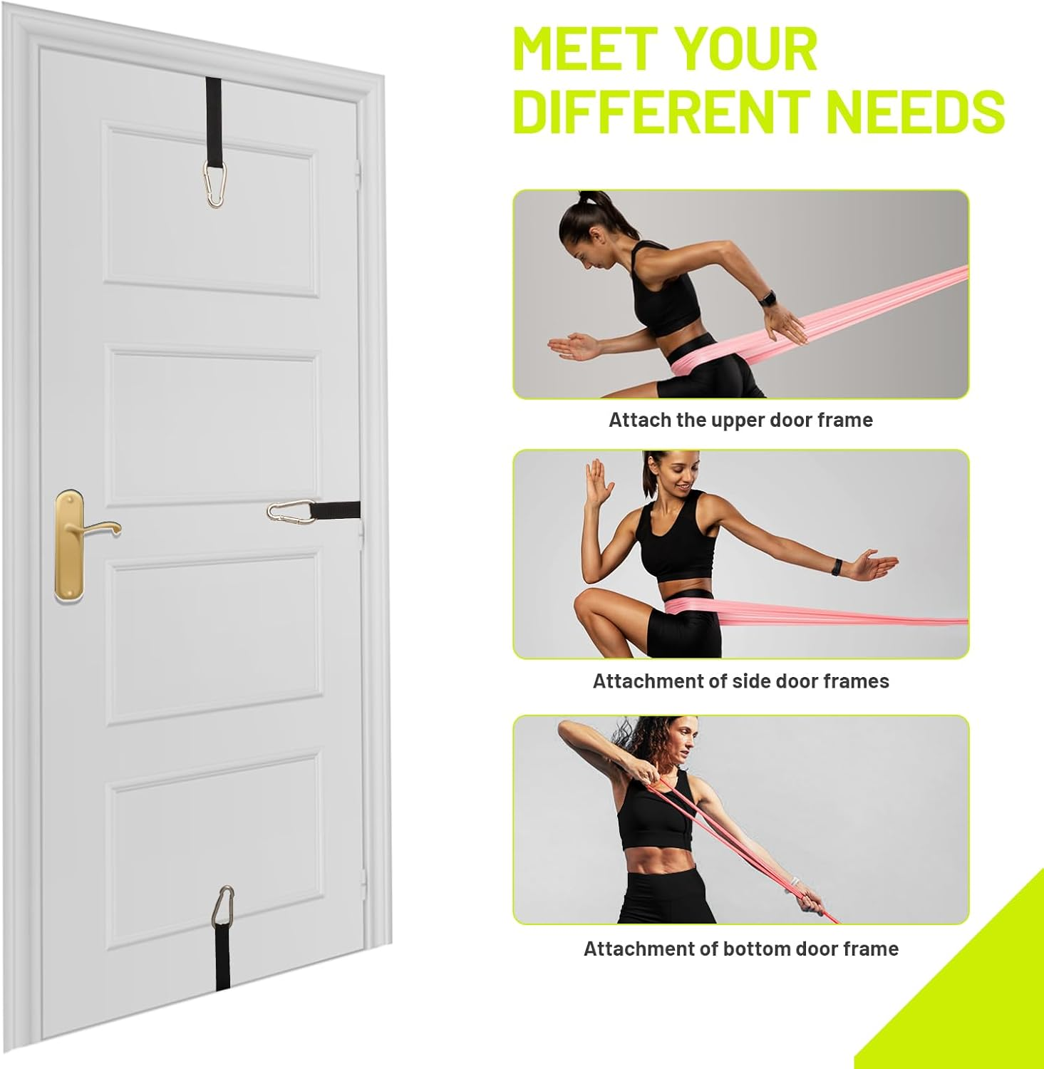 Slim Panda Door Anchor for Resistance Bands, Jamb Anchor Attachment for Exercise Bands,Workout Bands, Pull up Bands, Resistance Bands Door Anchor, Anti-Slip, Heavy Welded Rings, Strong Nylon Webbing image number 3