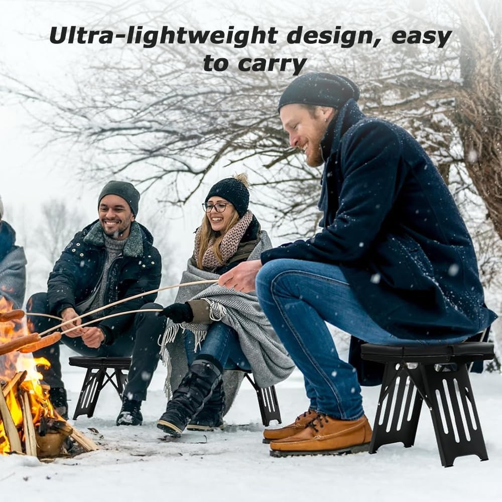 Camp Stools Folding,Collapsible Stool with Storage Bag,Metal Folding Step Stool,Portable Chair,Thickened Maza,For Camping,Hiking,Fishing,Bbq image number 6