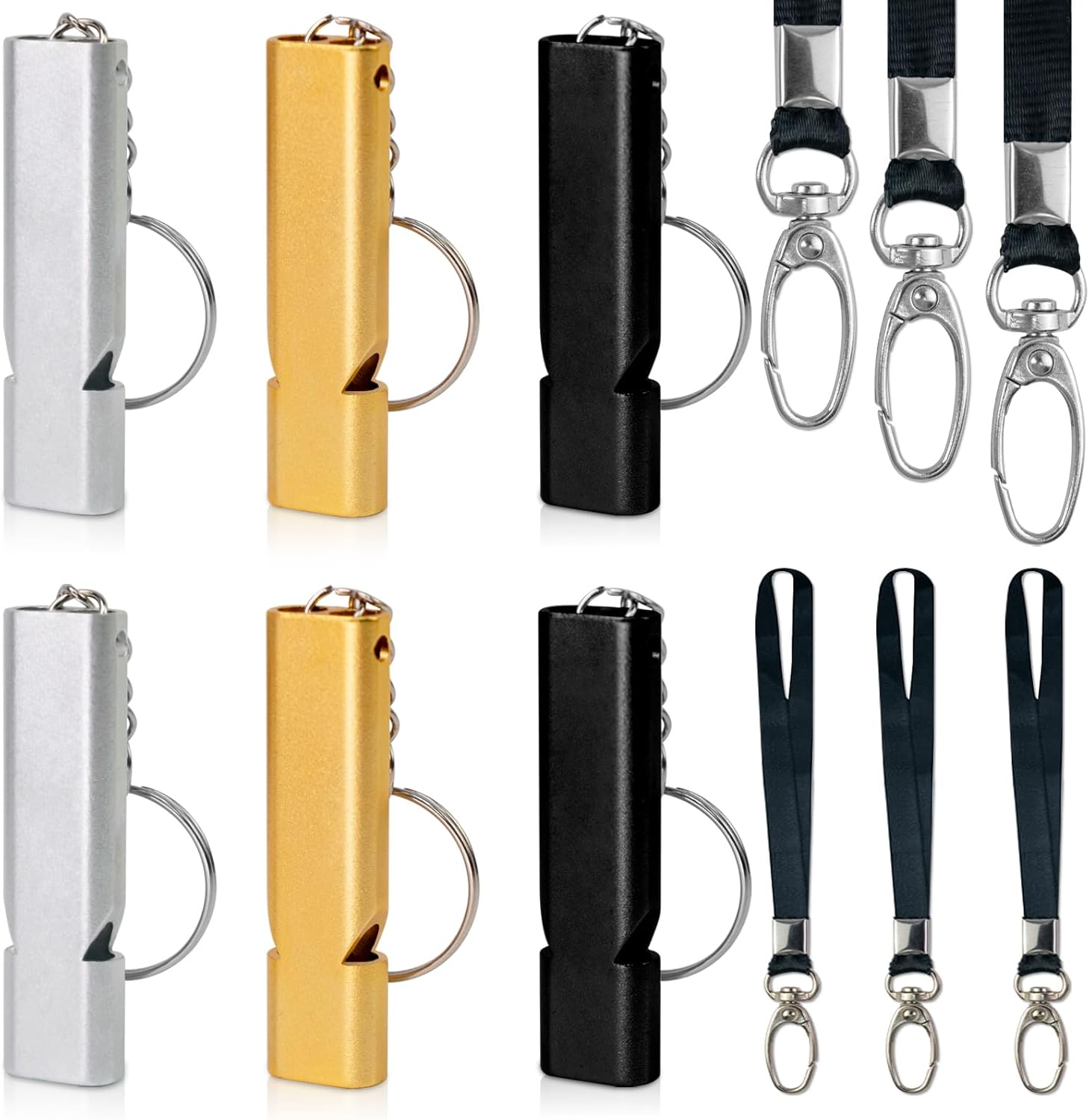 NEETUE 6 PCS Whistles for Adults with Lanyard, Black Whistle, Storm Whistle, Squeeze Boat Whistle, Hiking Whistle Safety Whistle, Whistles for Adults Emergency, Bear Whistle to Scare Bears image number 2