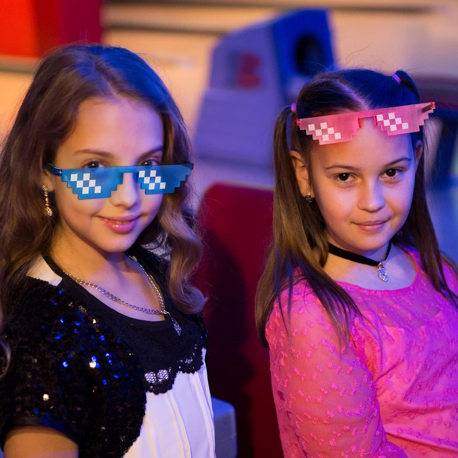 8 Pairs Pixel Sunglasses, Cool Thug Glasses Mosaic Glasses Mulity-Color Plastic Glasses, Funny Eyeglasses Suitable for Holiday Decoration Props Glasses, Adults Kids Photo Props Party Supply image number 4