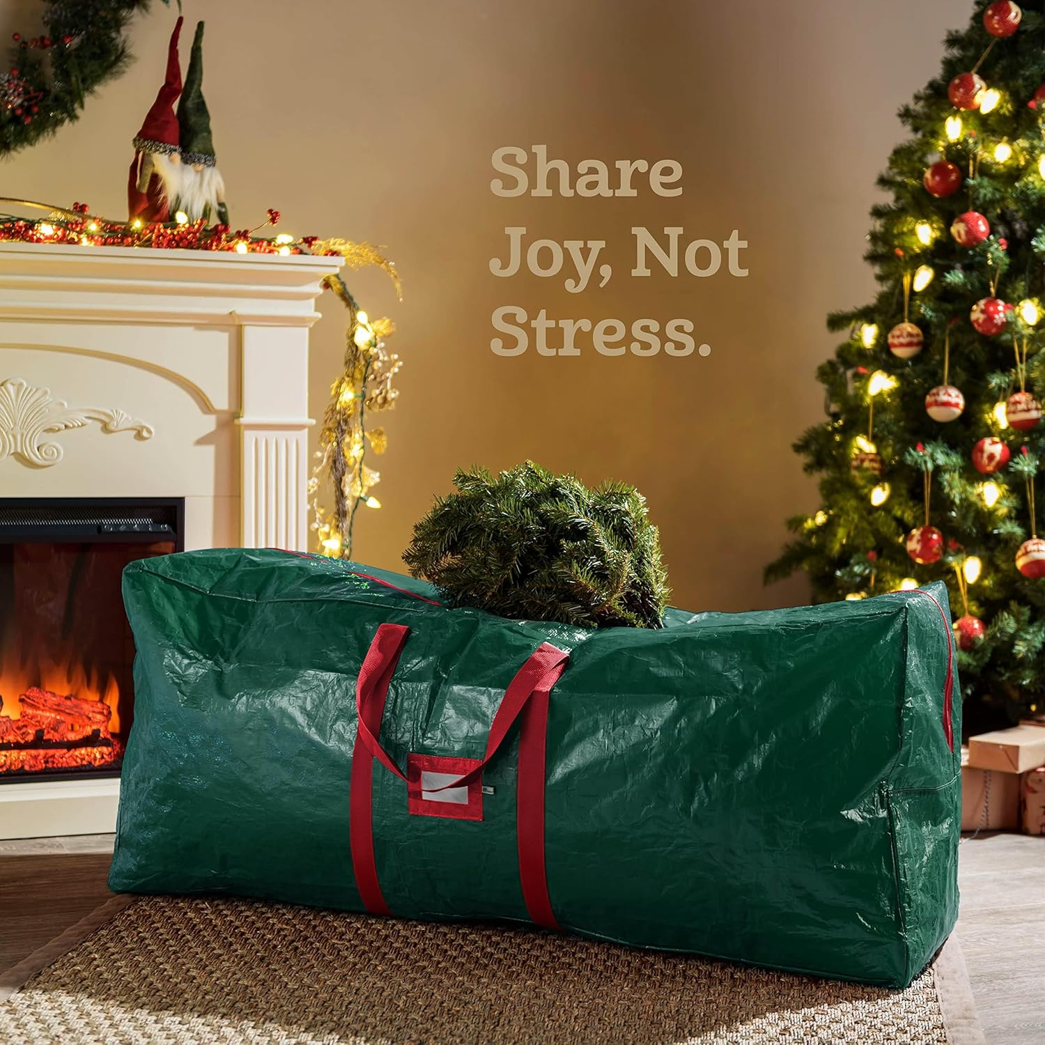 (Green) - Zober Christmas Tree Bag - Artificial Christmas Tree Storage for Trees up to 7' Tall - Also Accommodates Holiday Inflatables 48 X 15 X 20 (Green) image number 5