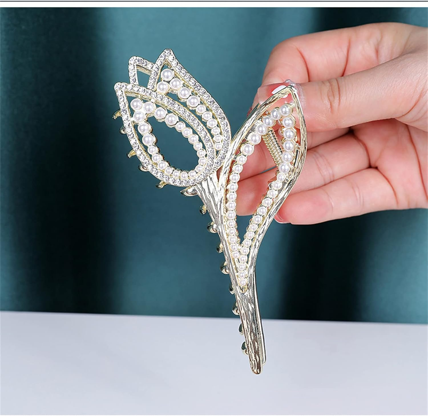 2022 Woman Hair Clips, Girls Women Hair Accessories, Tulip Pearl Hairpins, Strong Hold Claw Clips,Pearl Tulip