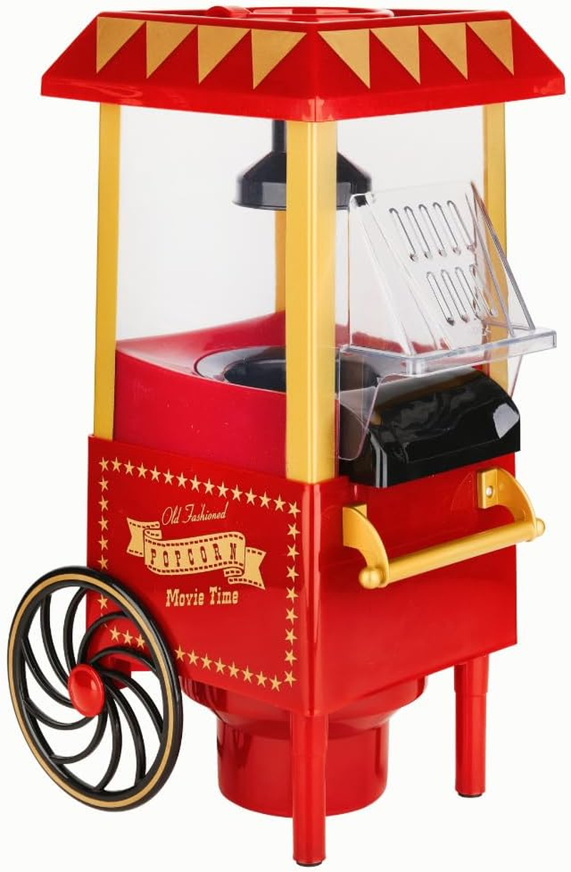 NK Retro Popcorn Maker 1,200 W Hot Air - Popcorn Maker without Oil, 0.3 L Small and Compact, Quick Preparation in 2 Minutes for Home, Vintage Design (Red) image number 1