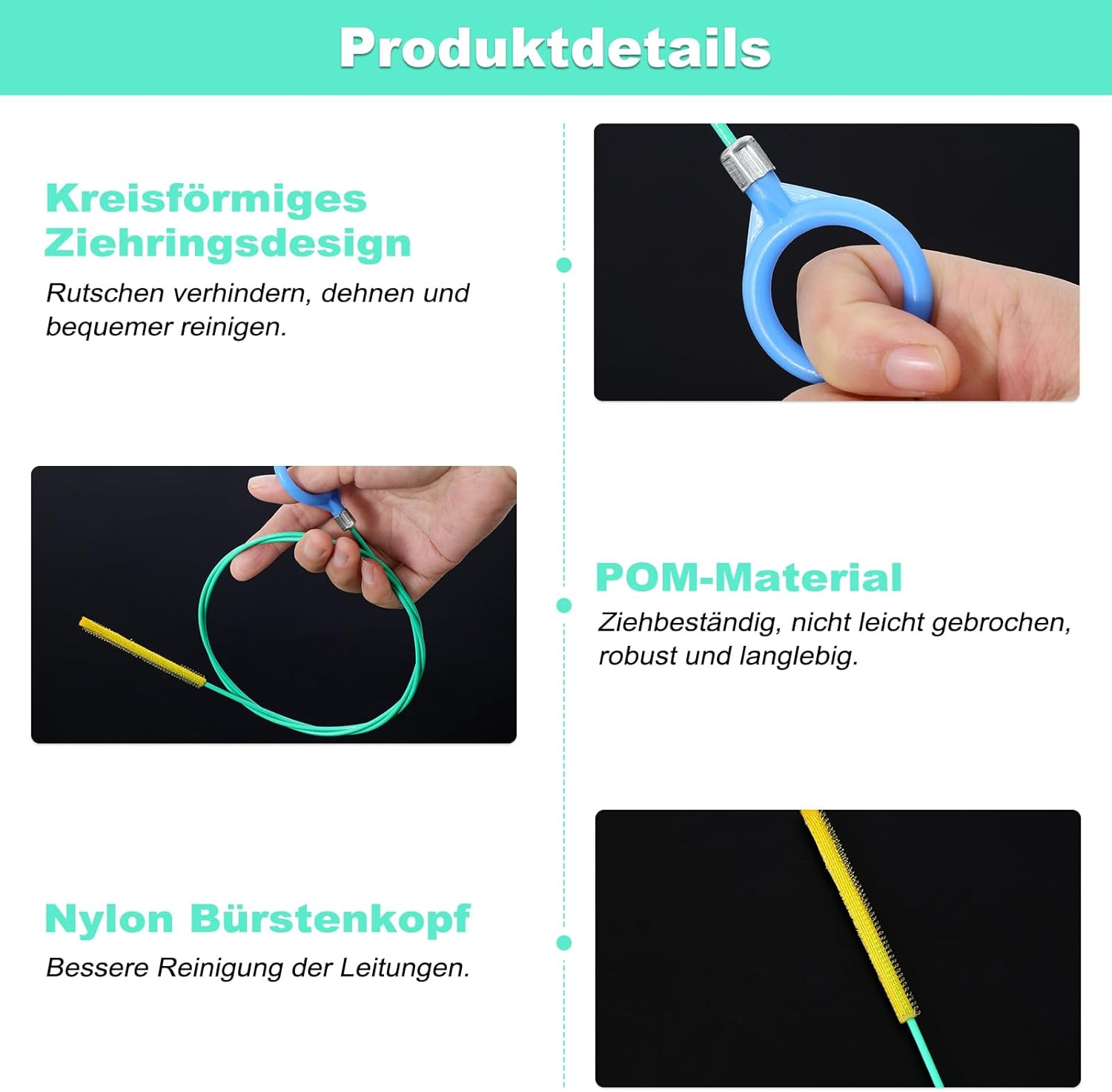 Pack of 5 Drain Cleaner Spiral, Unbreakable Stainless Steel Drain Cleaner Sticks, Flexible Pipe Cleaning Brush, Pipe Brush for Bathroom, Plug-In Hole, Kitchen, Drain Cleaner and Hair Catcher For image number 2