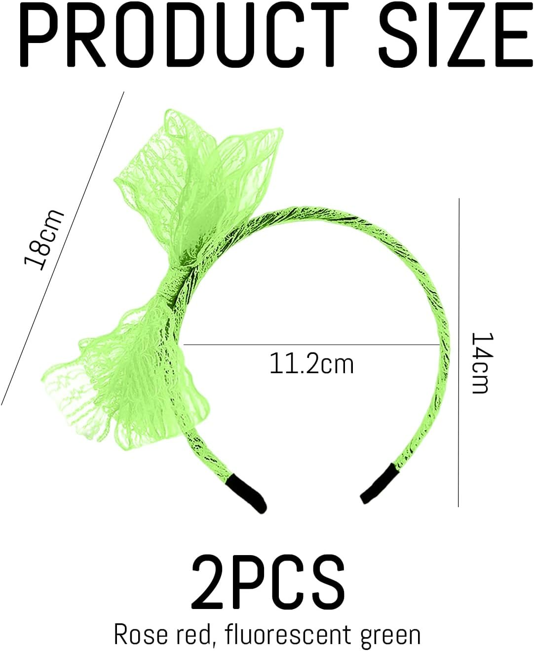 Pack of 2 Lace Bow Headbands, Retro Hair Accessories, Party Clothing Accessories, Headgear for Women, Elees and Simple Headband. image number 3