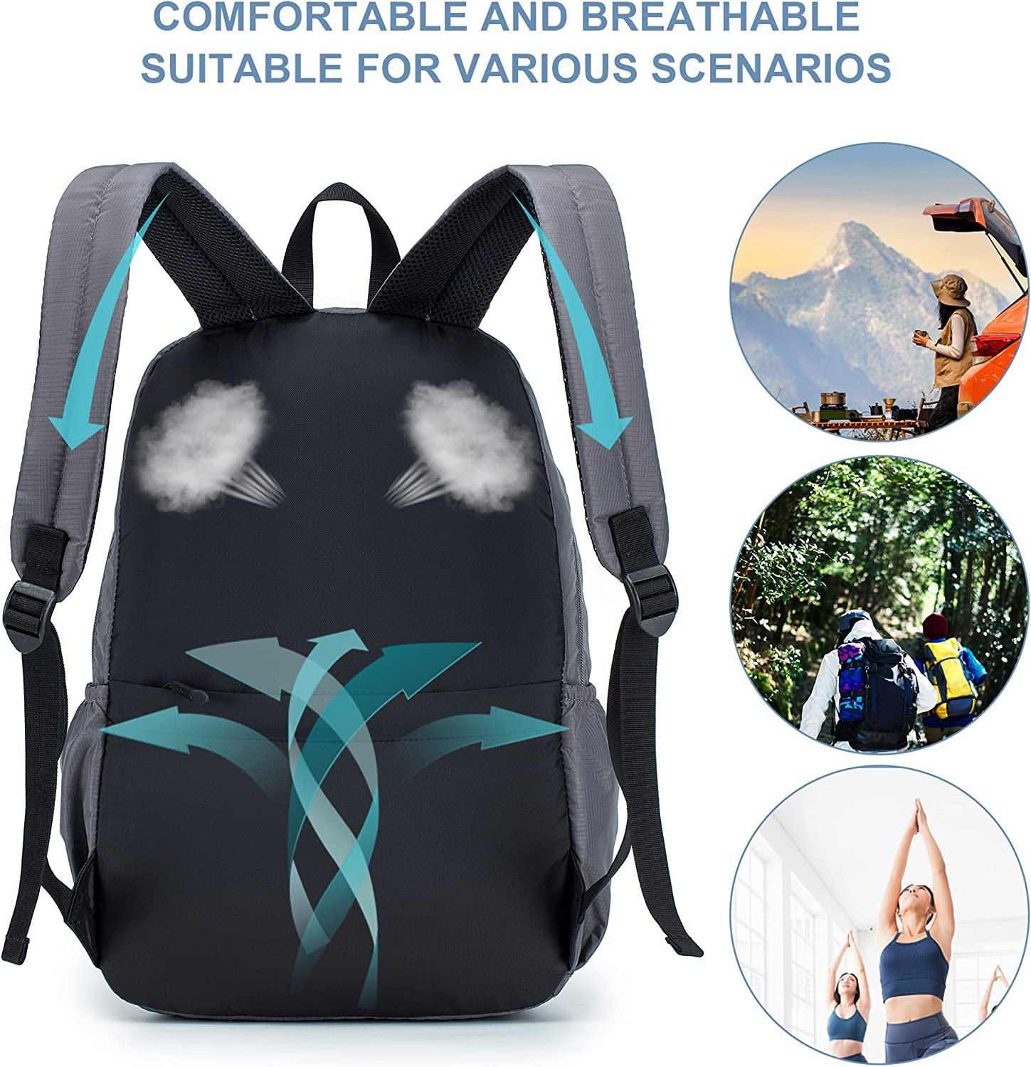 SPAHER Ryanair Cabin Bag 40X20X25 Hiking Backpack School Travel Backpack Mountaineering Bag Nylon Outdoor Waterproof Sport Trekking Camping Backpack Daypack Small Laptop Rucksack for All Persons - Deep Blue image number 6