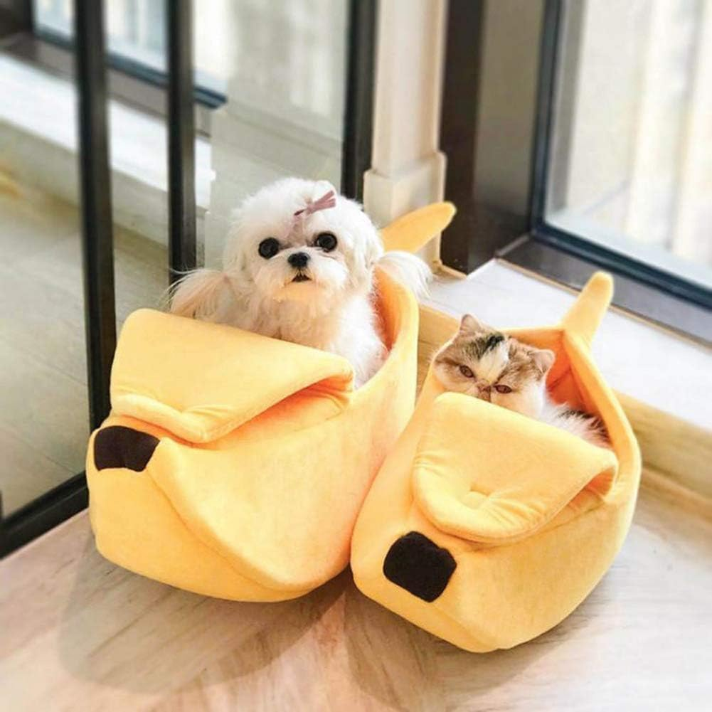 Banana Cat Beds for Indoor Cats, Cat Banana Tent, Banana Boat Bed for Cats, Banana Cat Bed House, Banana Shaped Cat Bed, Banana Bed for Kittens, Cute Banana Cat Bed Kitten Cave Cuddle Bed (Peach,M) image number 6