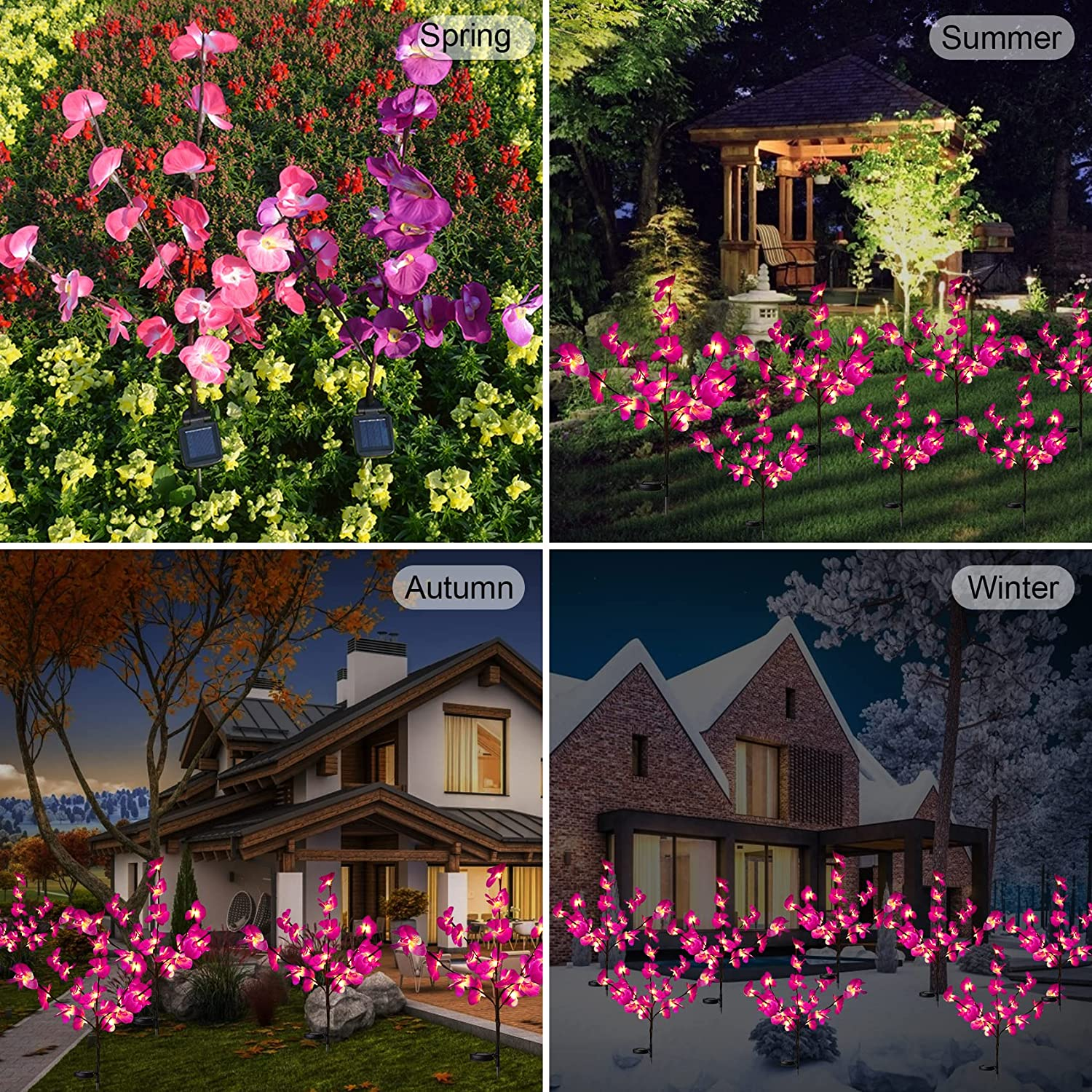 Solar Garden Flower Light,Waterproof Solar Powered Orchid Lights with 40 Flower,2 Mode Decorative Lights with Solar Panel for Patio Yard Villa Lawn Pathway Decoration,Solar Landscape Path Light&hellip;