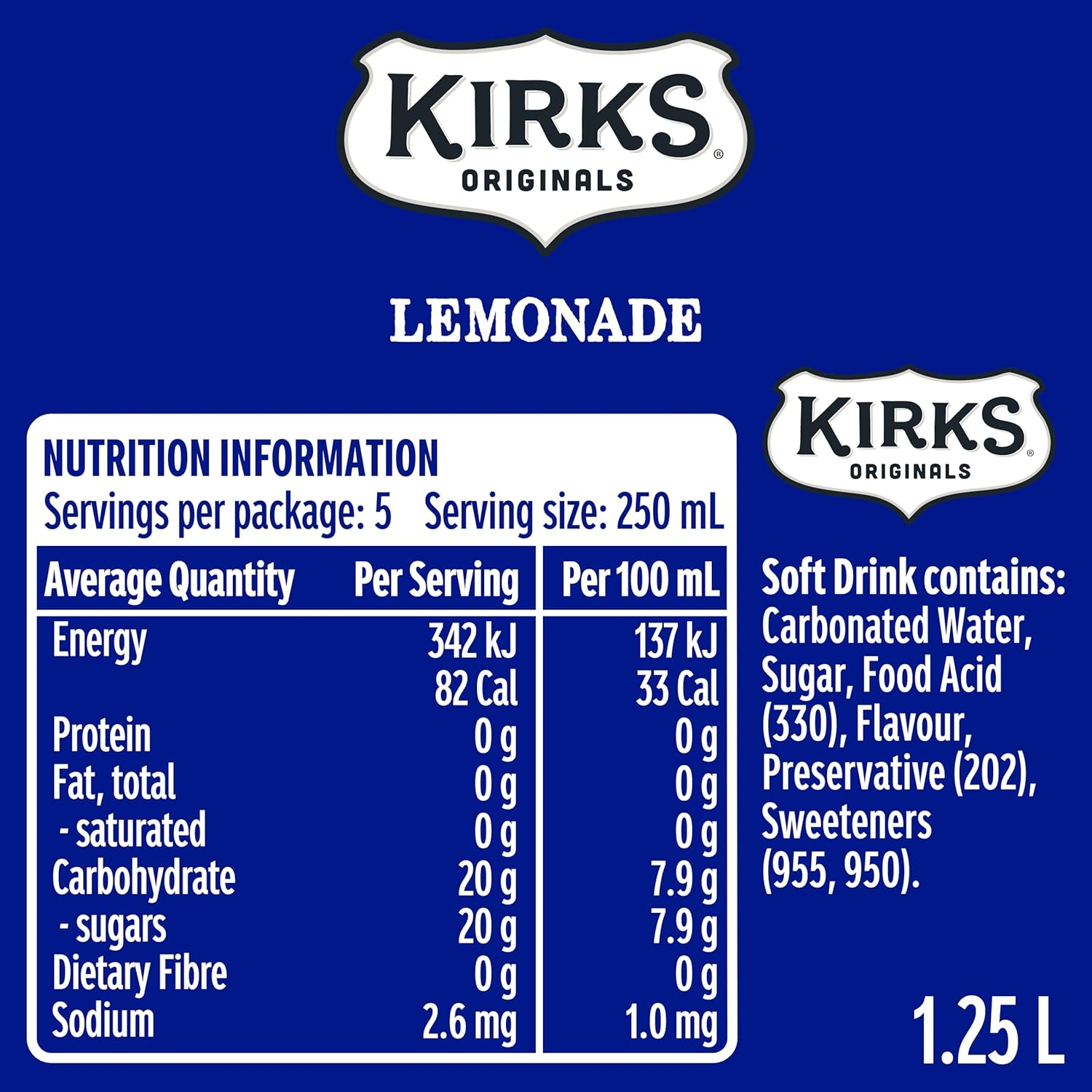 Kirks Lemonade Soft Drink Multipack Bottles 12 X 1.25L image number 2