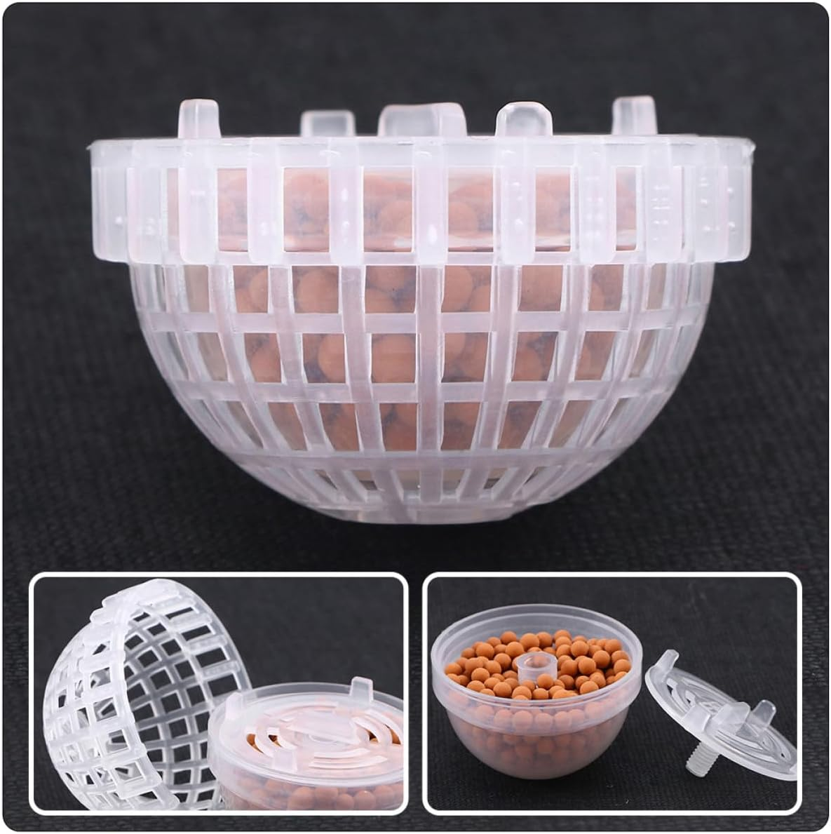 2Pcs Mineral Balls Fish Tank Aquatic Plant Breeding Spheres Hydroponic Container Holder for Small Aquarium Decoration and Root Growth image number 3