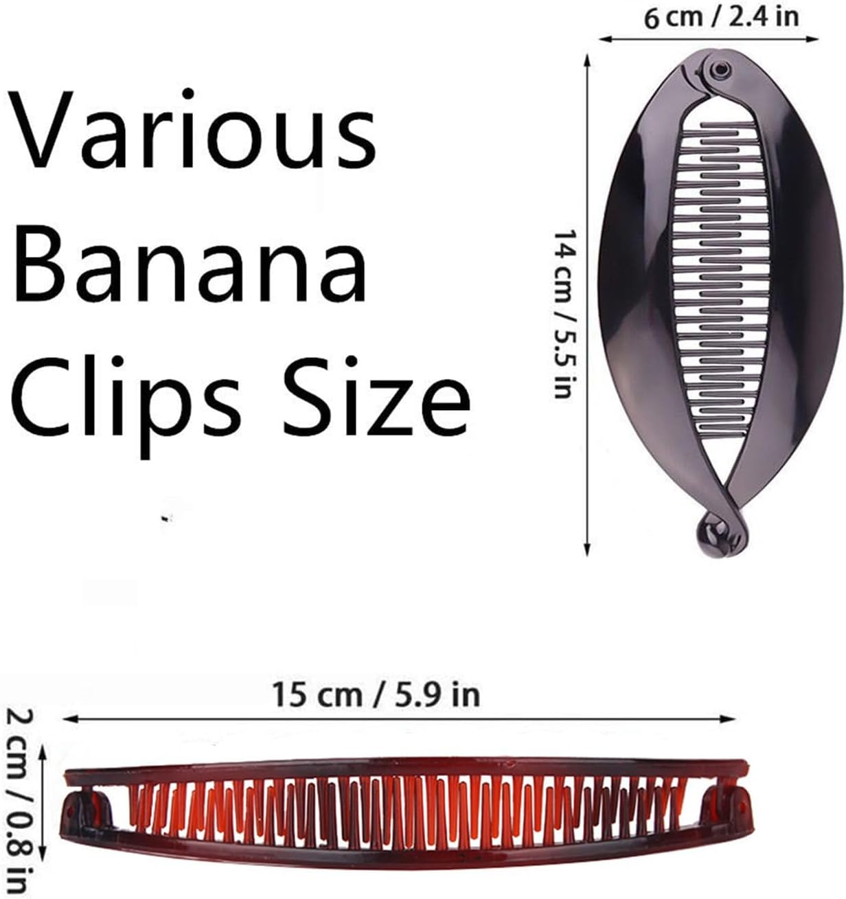 6 Pcs Banana Hair Clips for Women - Classic Fishtail Clincher Combs, Large Double Ponytail Holder Clips for Thin Hair image number 5
