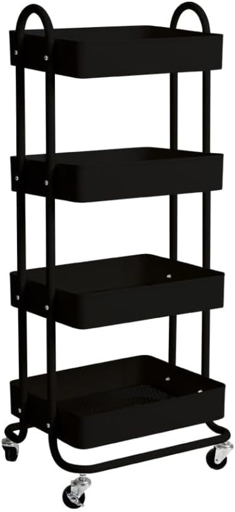 Levede 4 Tiers Kitchen Trolley Cart Steel Storage Rack Shelf Organiser Black, Metal Utility Cart, 4-Tier Kitchen Trolley with 4 Wheels, Rolling Storage Cart Trolley for Kitchen Storage & Organisation image number 5