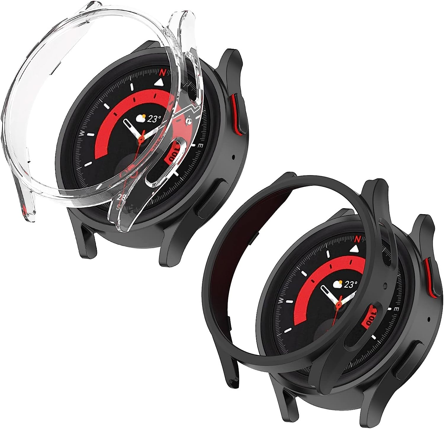 HEYUS [2 Pack] Case Compatible for Samsung Galaxy Watch 5 Pro 45Mm PC Bumper Protective Slim Cover for Galaxy Watch 5 Pro image number 1