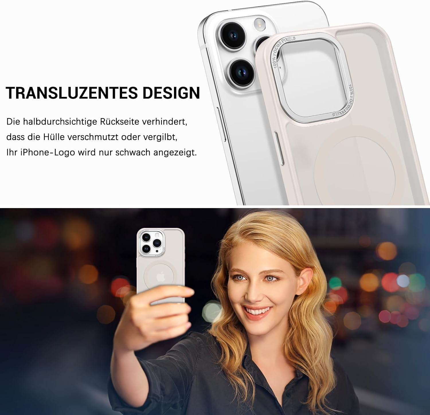 Gaobao Case for Iphone 15 Pro Max, Mobile Phone Case Iphone 15 Pro Max [Compatible with Magsafe] Translucent Matte Magnetic Shockproof Anti-Fingerprint Protective Case 6.7 Inches, Light Grey