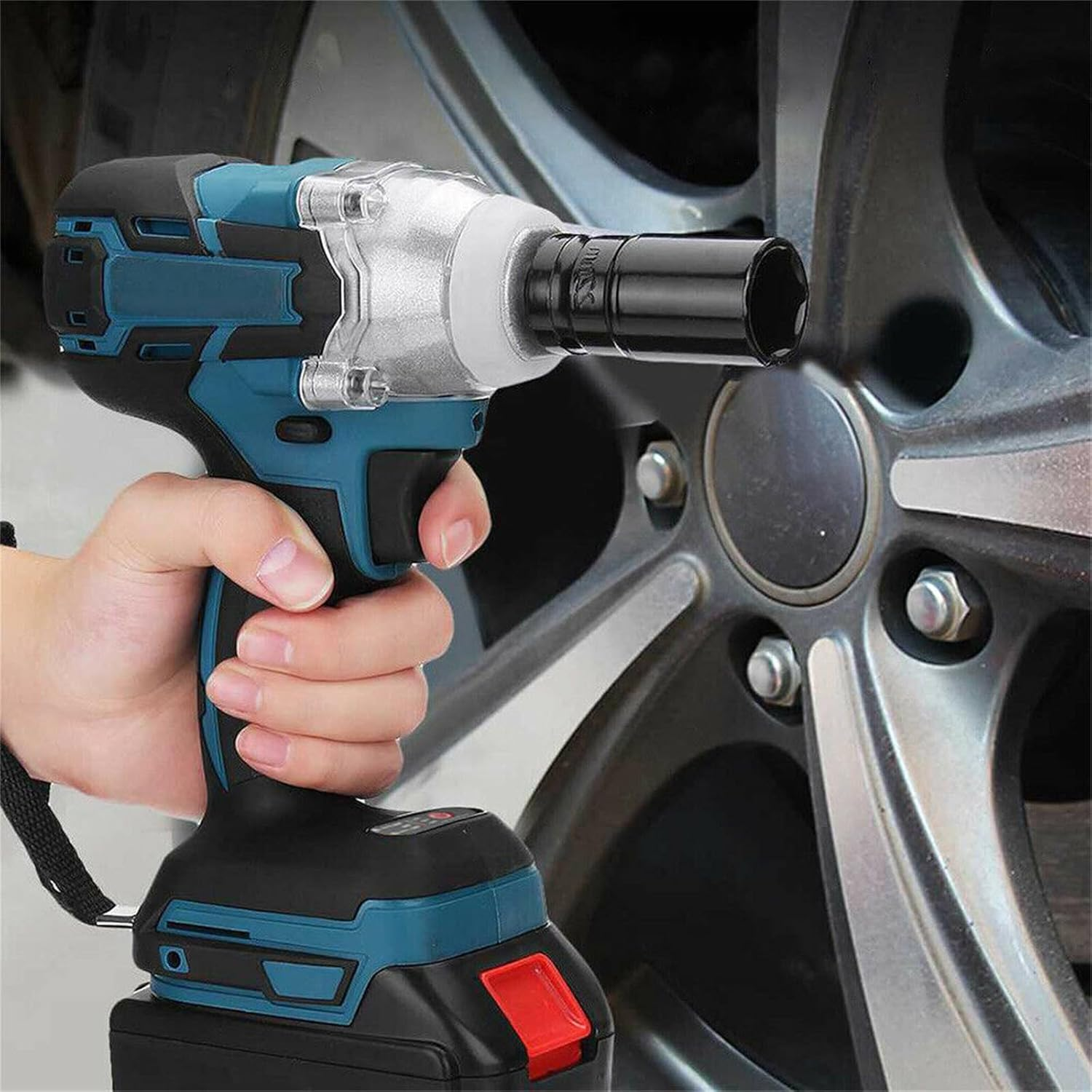 1/2" Cordless Impact Wrench Driver 1280W Brushless Rattle Gun with 7 Sockets 2Bateries 1 Charger for Makita 18V Battery image number 5