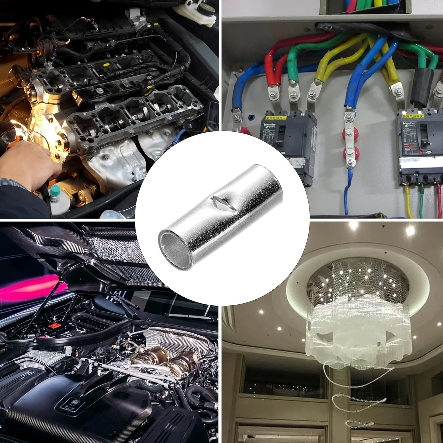 200Pcs Non Insulated Butt Connectors and Wire Splice Kit 22-10 Awg,Electrical Wire Seamless Uninsulated Connectors Crimp Ferrule Terminals image number 3