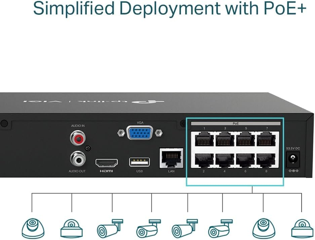 Tp-Link VIGI 8 Channel Poe+ Network Video Recorder, Security Management, 4K Video Output, 16MP, H.265+, Plug & Play, 24/7 Record, Remote Control, Two-Way Audio, Smart Detection (VIGI NVR1008H-8P) image number 5