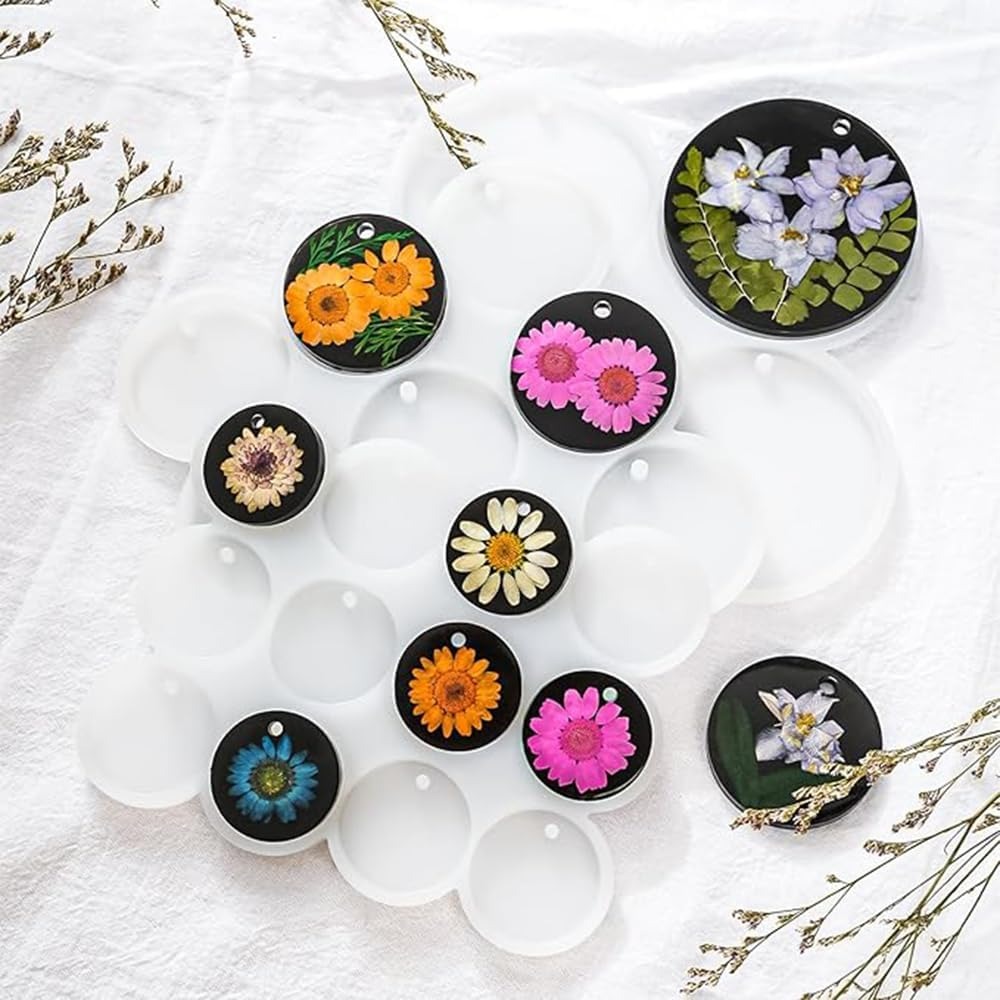 3 Pcs Large+Medium+Small Silicone Circle Molds, with for Keychain, Jewelry Making, Pet Tag, Epoxy Resin Art, round Casting Molds with Hole, DIY Crafts Jewelry Pendant Earring image number 4