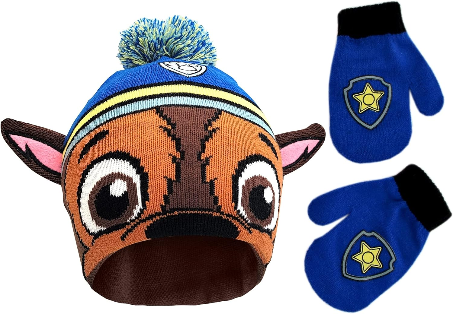 Nickelodeon Boys Paw Patrol Character Beanie Hat and Mittens Set Winter Accessory Set - - Age 2-4