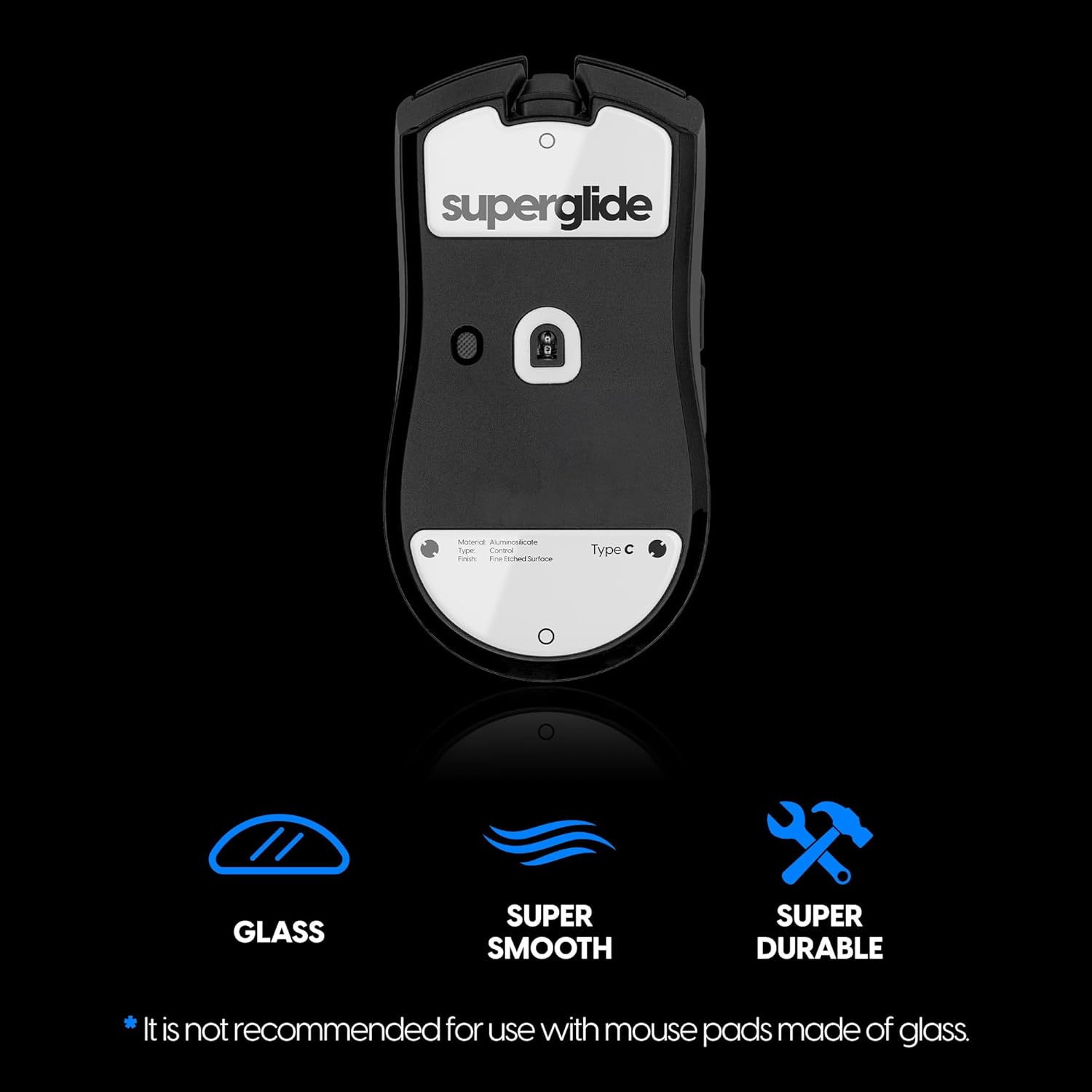 Superglide2 Mouse Sole for Razer Viper V3 Pro Mouse Feet [Tempered Glass Material, round Edge, Heavy Duty, Low Friction, Super Smooth]