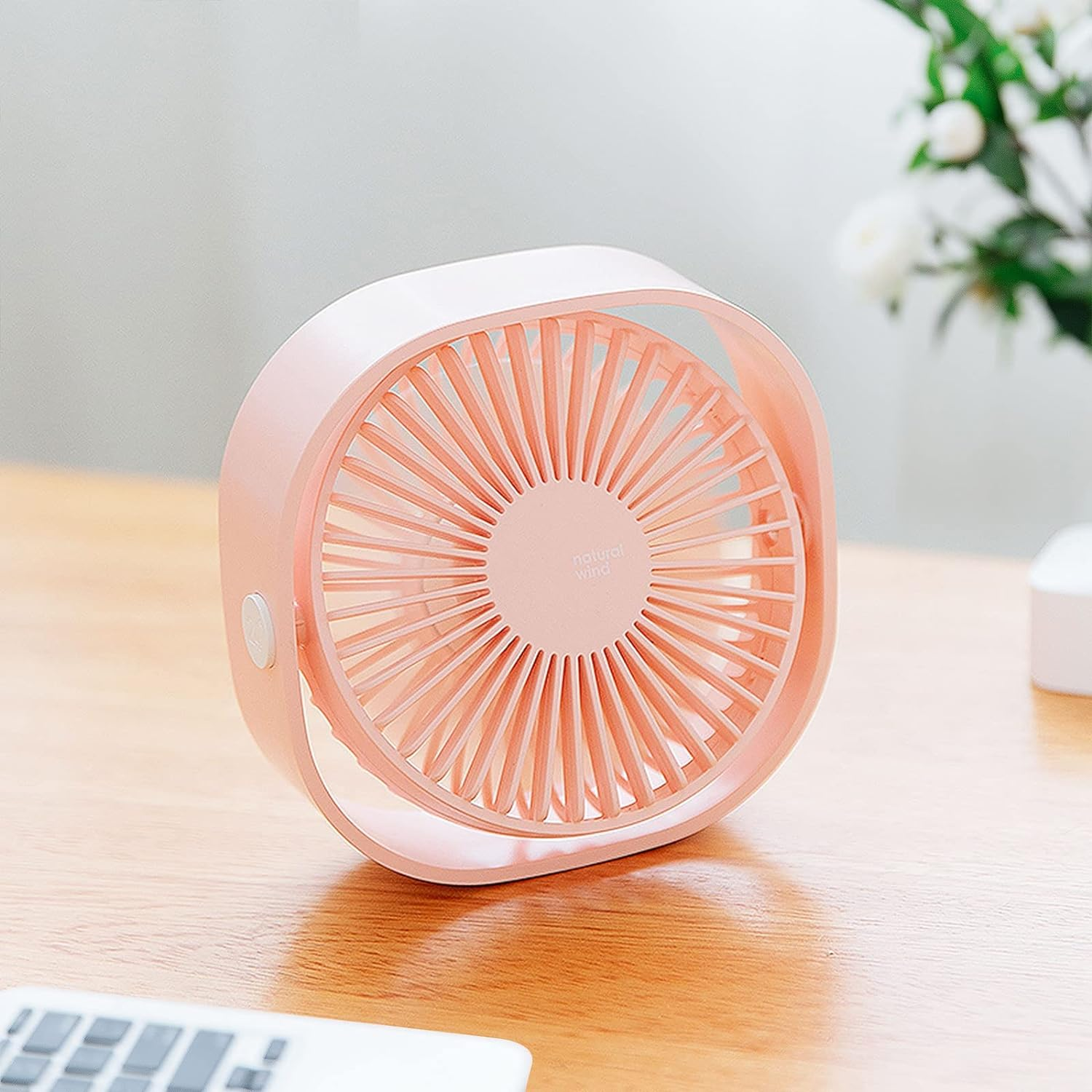 Simpeak Mini Usb Desk Fan Cooling Quiet Portable Pink USB Powered ONLY (No Battery), 3 Speed Setting 360&deg; Adjustable Swivel for Home and Travel image number 6