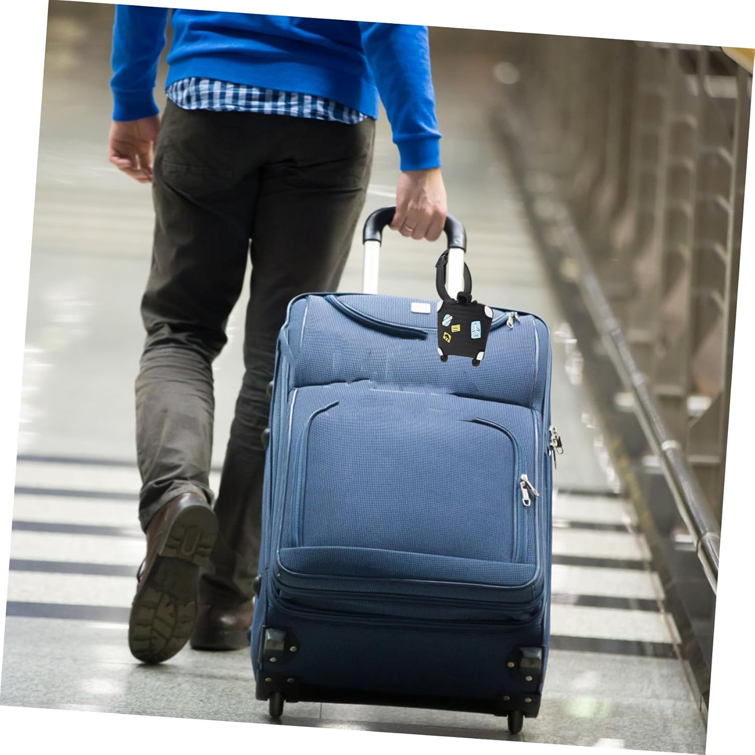 JEWEDECO 2Pcs Cartoon Airplane Luggage Tags Suitcase Identification Markers Chain PVC Card Tags for Baggage Travel Essential Cute Identifier Labels image number 4