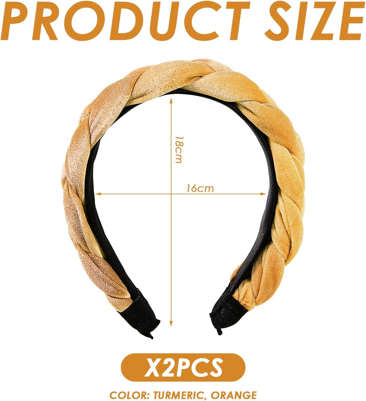 Pack of 2 Braided Headbands, Velvet Headbands, Retro Headbands, Fashionable and Simple Headbands, Hair Accessories, Women'S Hair Accessories