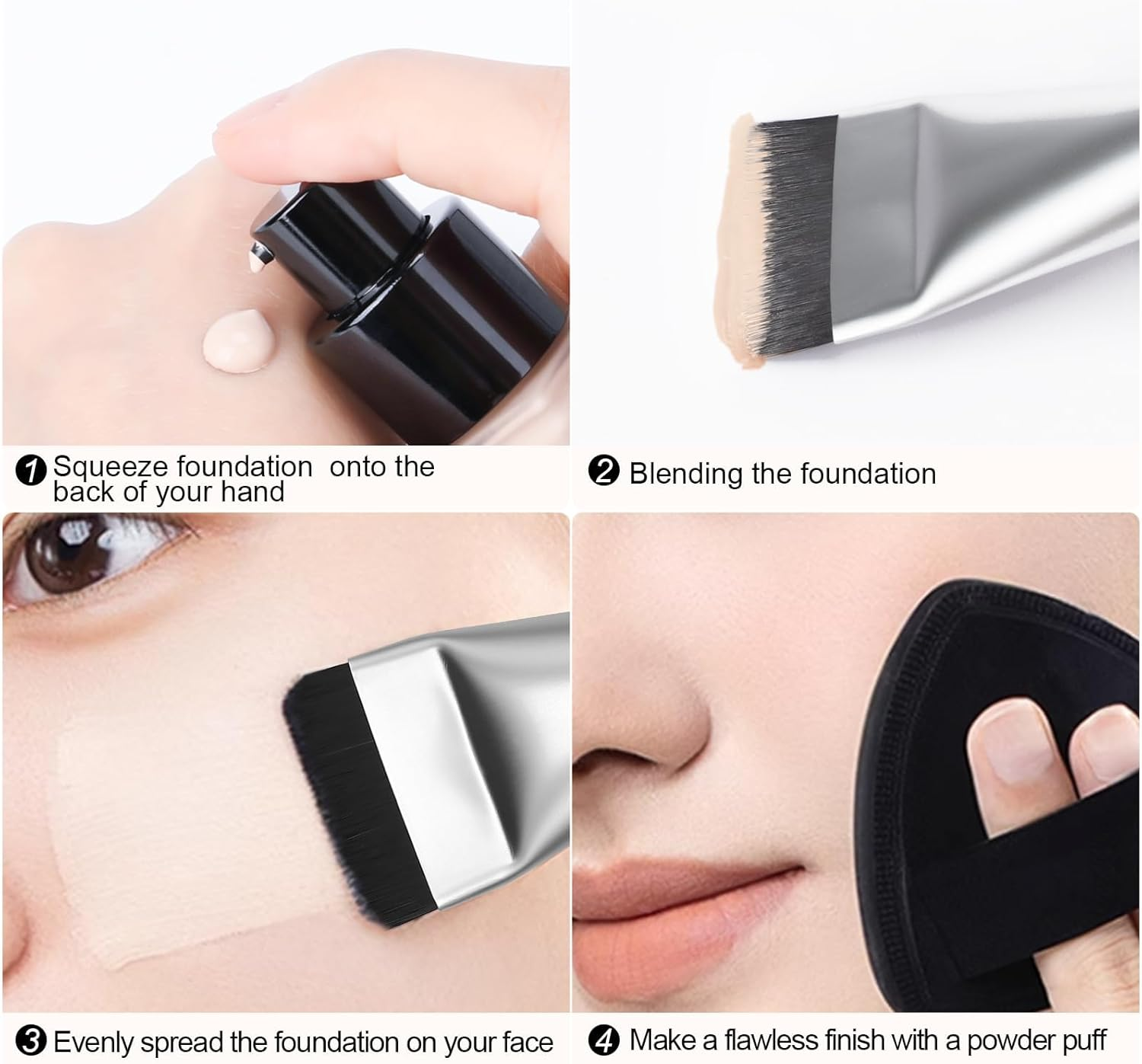2Pcs Flat Foundation Brush,Face Mask Brush Makeup Spatula Facial Brush for Liquid Foundation Mask,Premium Face Korean Makeup Brush for Blending Cream image number 3