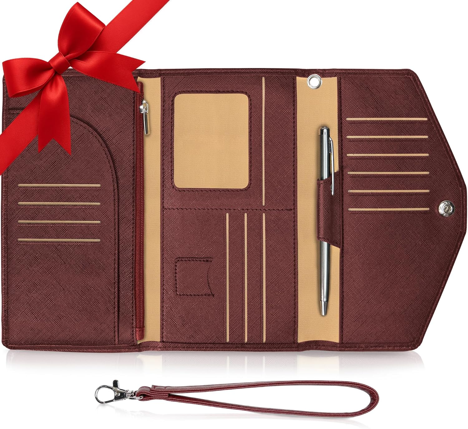 BOACAY Travel Wallet & Passport Holder - Slim Document Organizer for Women & Men - Waterproof Case for Cards, Boarding Passes, Key with Wristlet image number 6