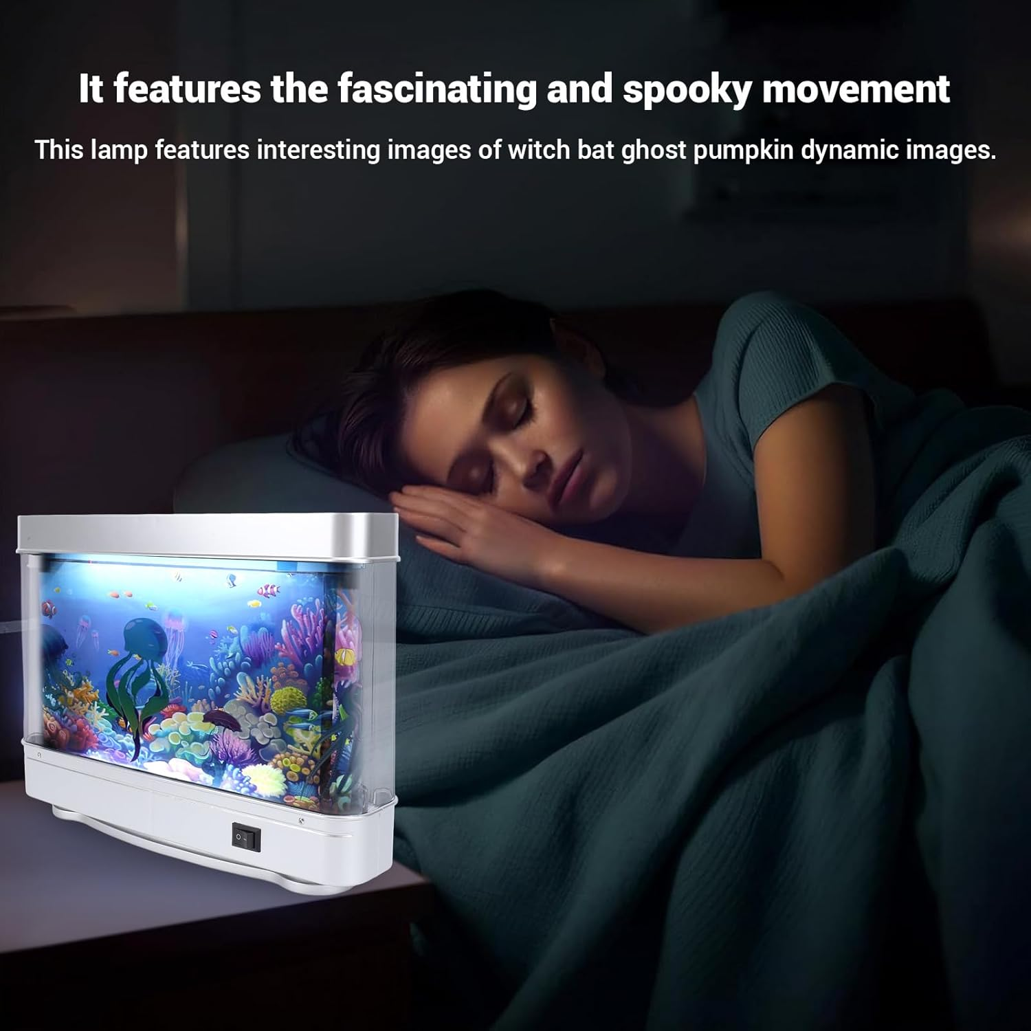 Fake Fish Tank with Moving Jellyfish & Fish, Mini Fake Aquarium Decorative Lamp, Artificial Aquarium Night Light for Desktop Bedroom Decor image number 2