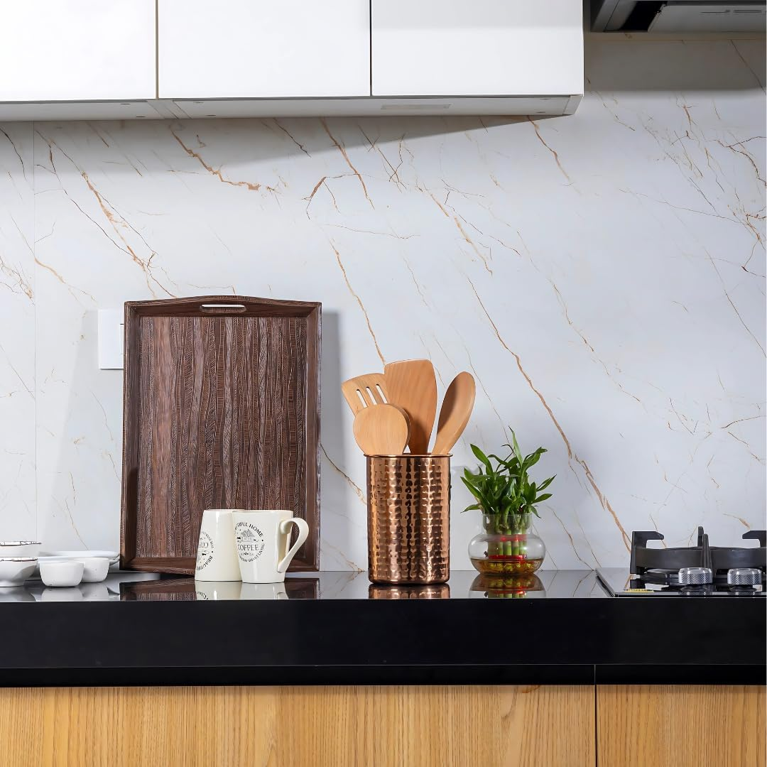 POSHGRAM Copper Utensil Holder - Premium Stainless Steel with Elegant Copper-Plated Finish, Spacious 5.5&rdquo; Diameter X 7.5&rdquo; Height Design, Sturdy Base, Ideal for Kitchen Accessories image number 1