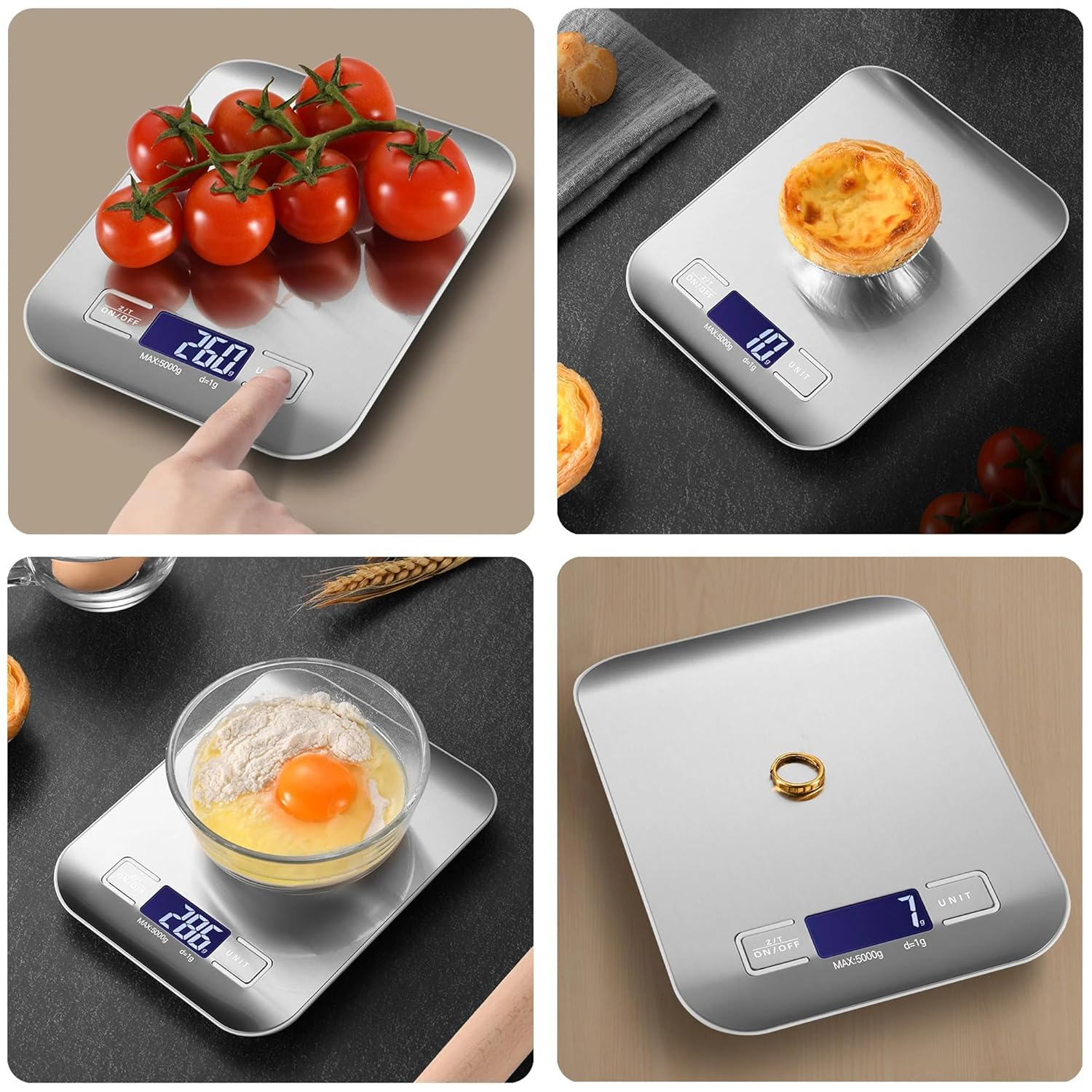 Salesbay Kitchen Scale Cooking LCD Digital 5Kg/1G Stainless Steel Food Weight image number 1