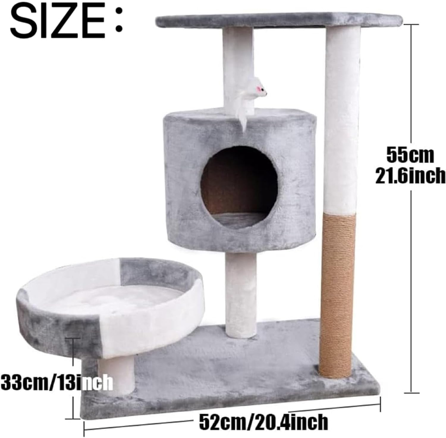 Mumoo Cat 145Cm Cat Tree Kitten Tower Cat Climbing Ladder Sisal Covered Pet Luxury Apartment Furniture for Kittens to Play in the Cat House (Grey) image number 2