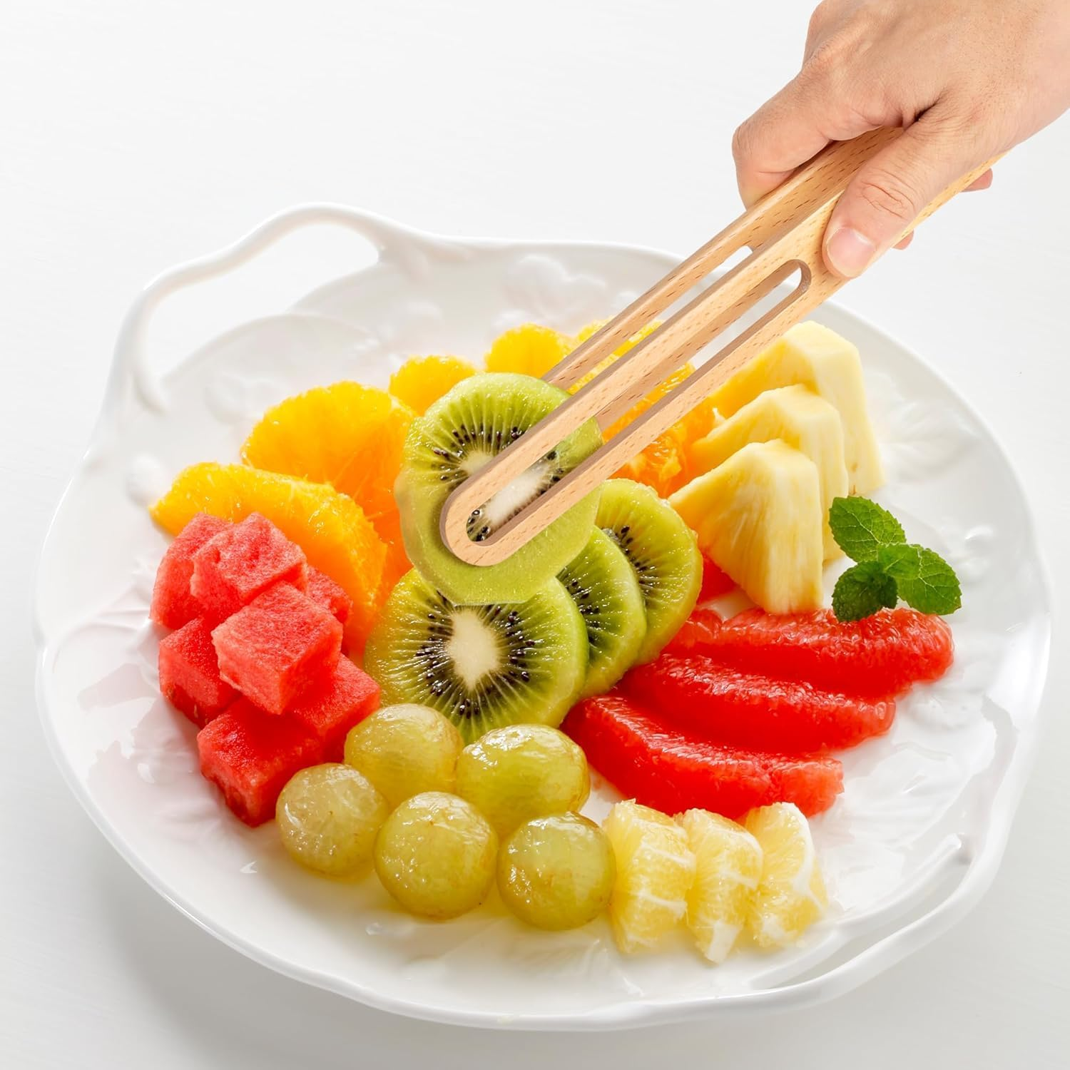 Fokmuaex Wooden Kitchen Tongs - 12" Natural Bamboo Cooking Tongs for Salad, Pasta, BBQ, Grilling & Serving, Heat-Resistant & Lightweight Kitchen Utensils image number 2