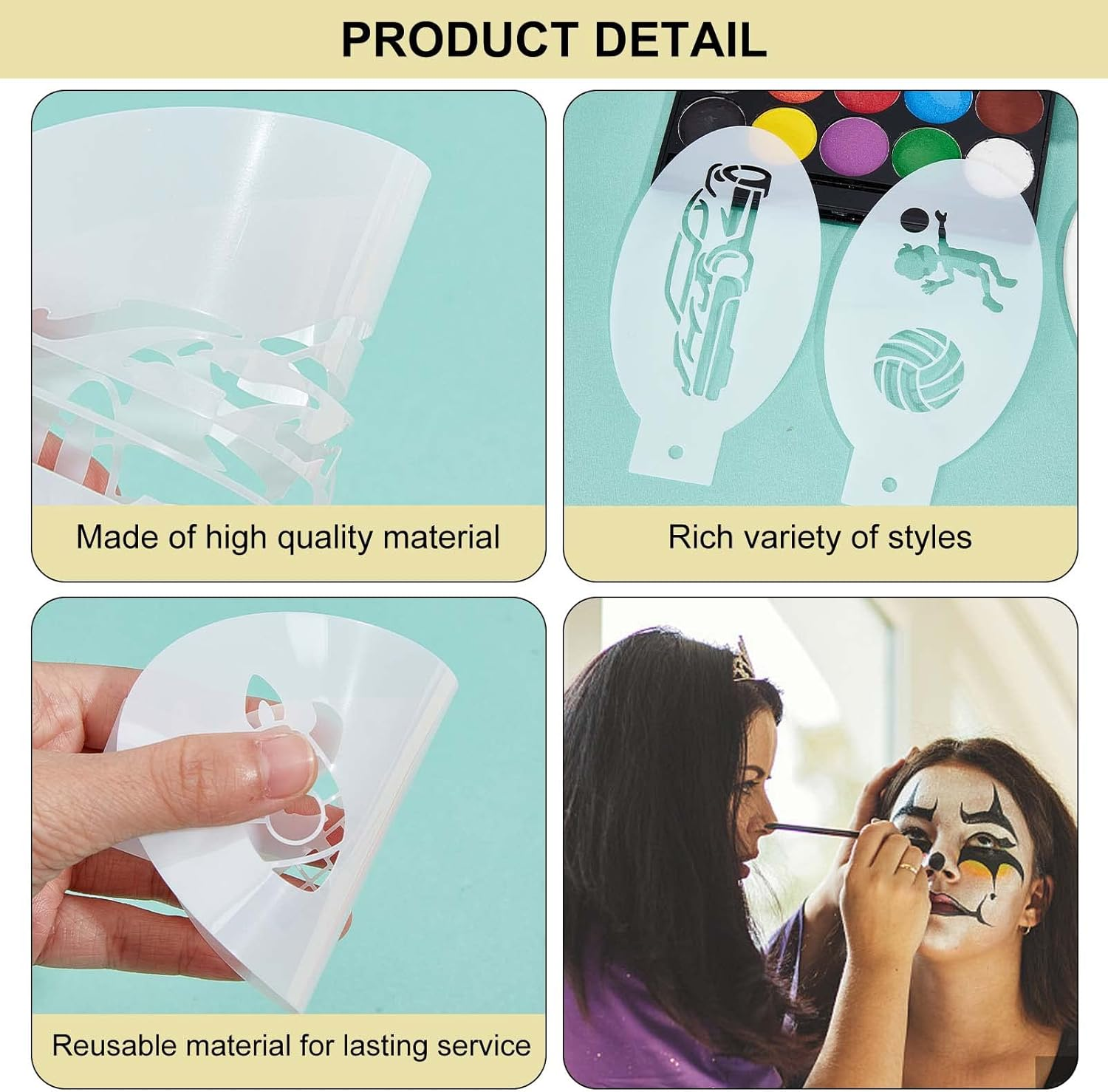 GORGECRAFT 24Pcs Face Paint Stencils Body Painting Template Vehicle Aircraft Ships Ball Sports Animals Dinosaurs Pattern Reusable Soft Tattoo Stencils for Cosplay Sports Party Body Makeup Art Painting image number 5