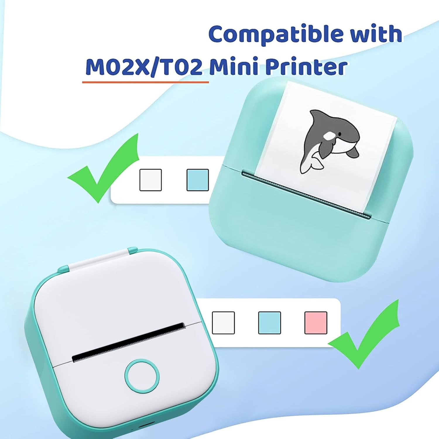 Memoking T02/M02X/M02L White Thermal Paper-10-Year Sticky 50Mmx3.5M for Journal Photo Texts Study Notes and More, 3 Rolls - Clear image number 2