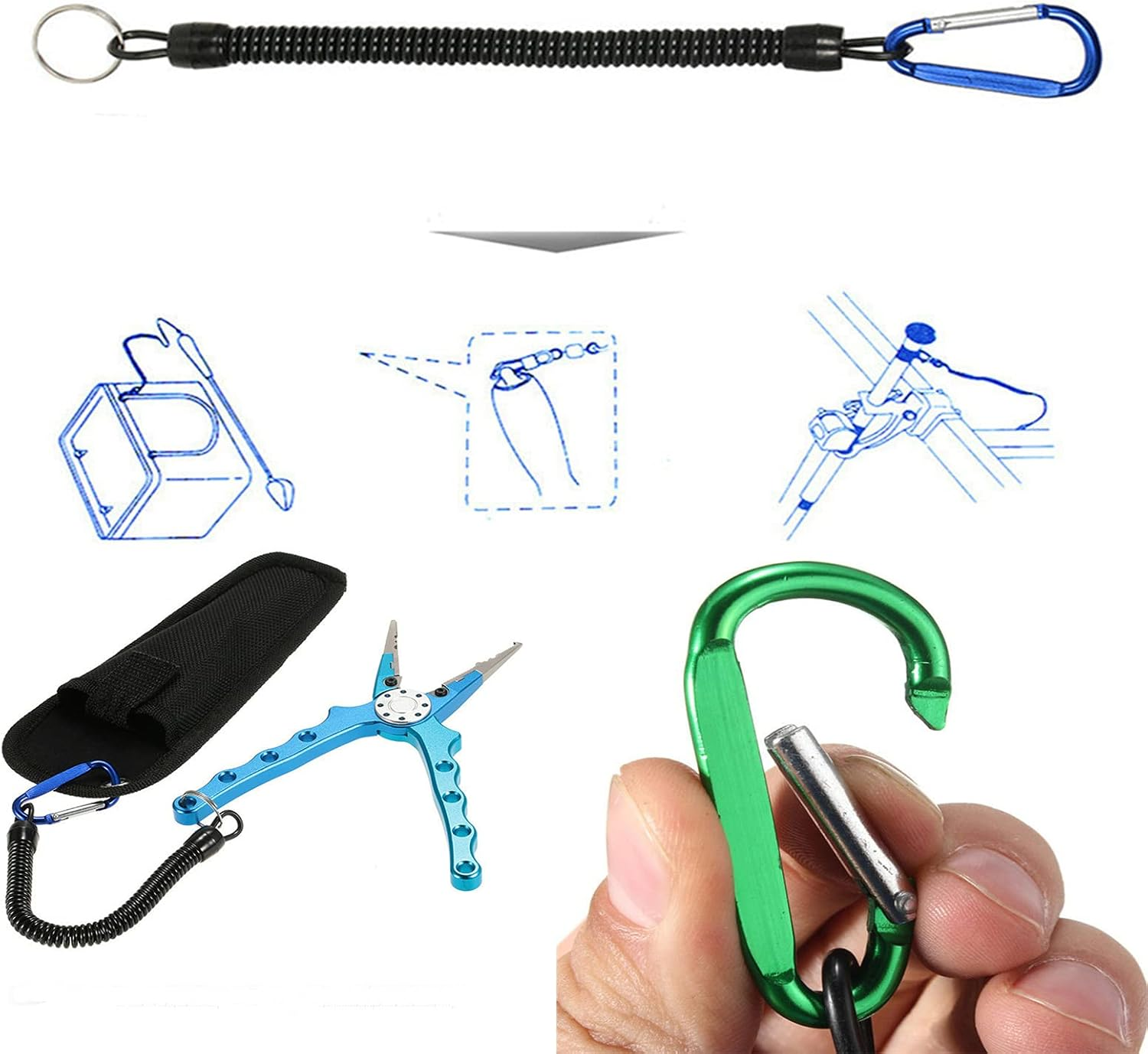 Fishing Lanyards Boating Multicolor Fishing Ropes Secure Pliers Lip Grips Tackle Fish Tools 6Pcs(Color Ramdon) image number 1