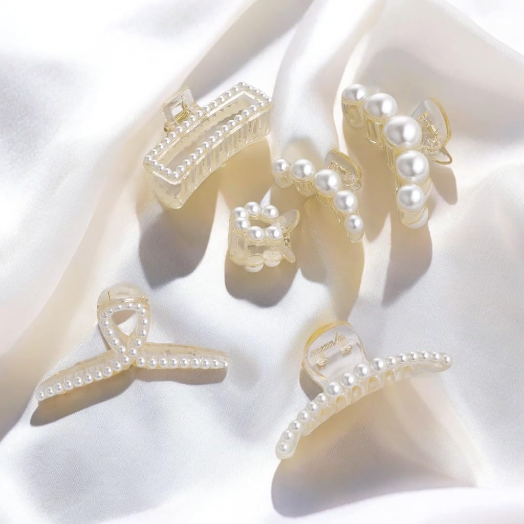 Sdhgerh Set of 6 Pearl Hair Clips Elegant Hair Clips for Thick Thin Hair Charming Hair Accessories Women Girls Large Small image number 6