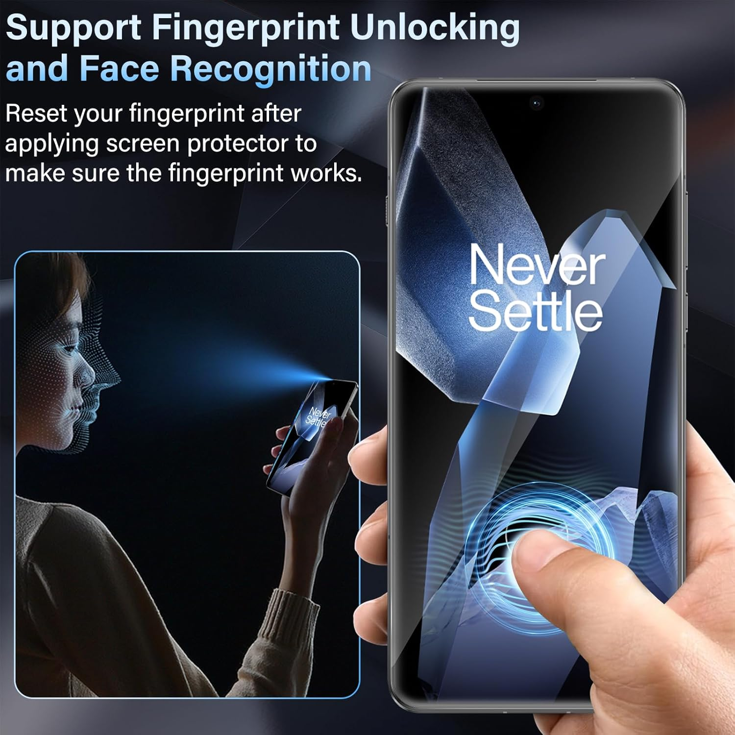 Xunzii Oneplus 13 5G for Tempered Glass, 3D Curved Screen Protector with Camera Protection [2+2 Pieces], Ultra Clear 9H Hardness Anti-Scratch Protective Glass Bubble-Free Screen Protector Film - Transparent image number 4