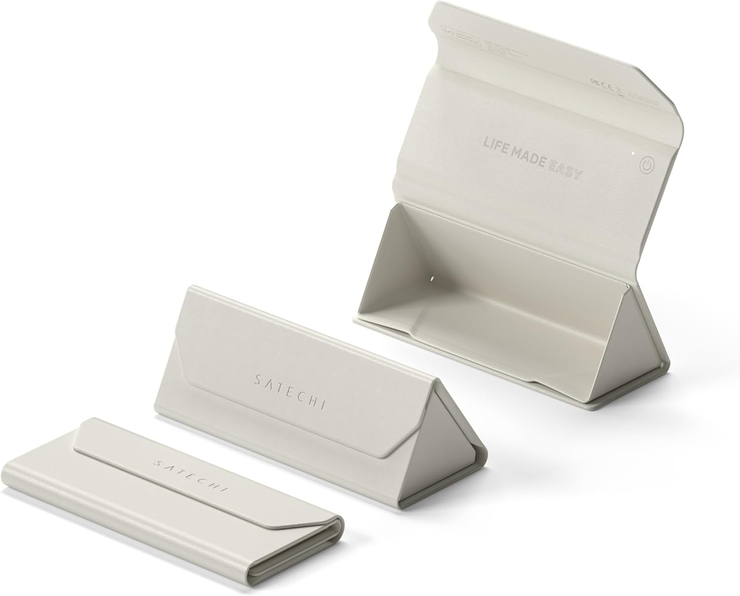 Satechi Findall Smart Glasses Case with Find My, Foldable & Portable, Wireless Rechargeable, Left-Behind Alerts, Loud Audible Chime, Compatible with Most Glasses & XR/AR Glasses &ndash; Sand - Sand image number 2