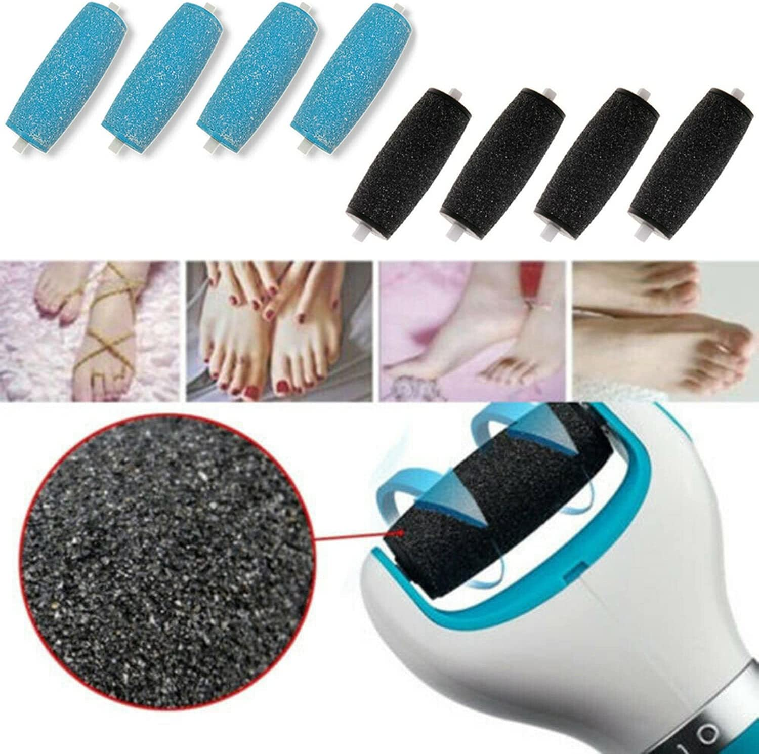 For Scholl Velvet Smooth Express Pedi Foot File Roller Head Refills Foot File Roller Callus Remover (Black) image number 2