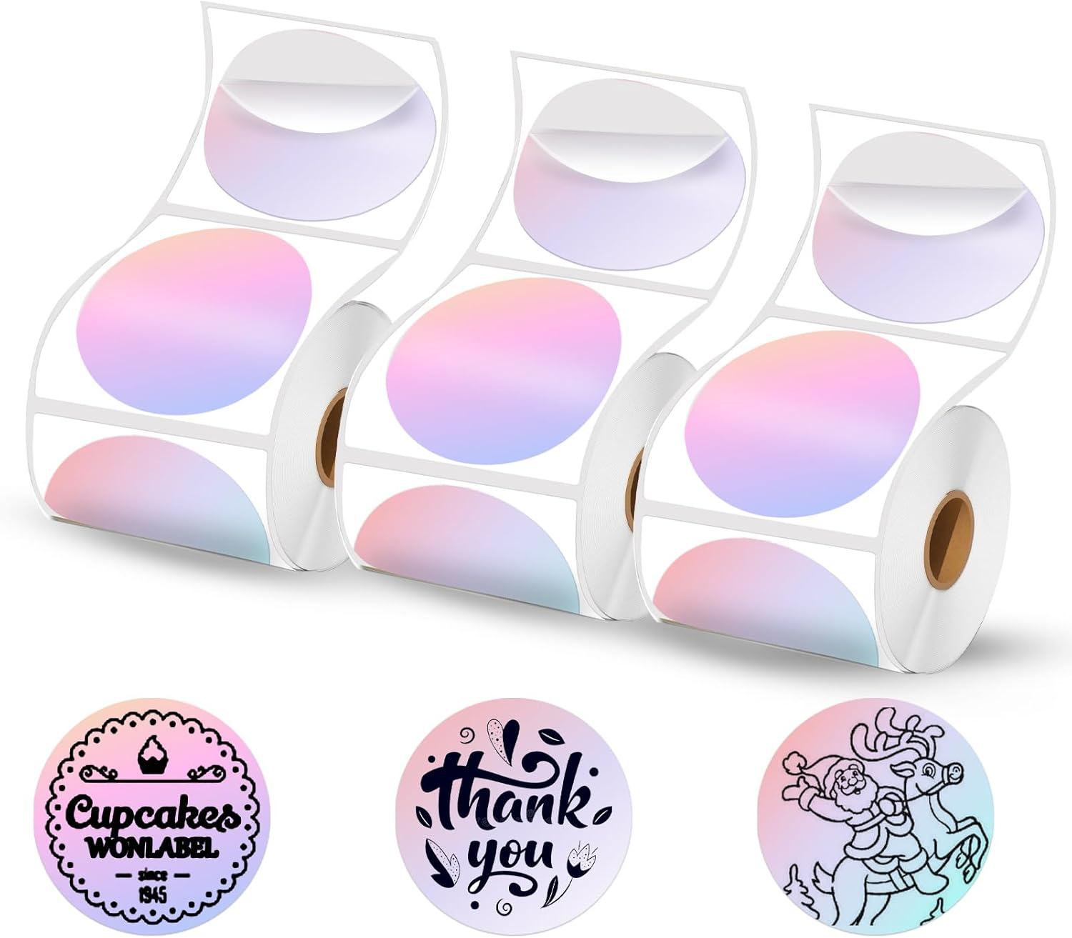 1.5 X 1.5 round Thermal Labels, 1.5 Inch round Thermal Sticker Labels for Business and Home, Circle Thermal Printer Labels for DIY Logo Design, Thanks Card, 500 PCS, 1 Roll