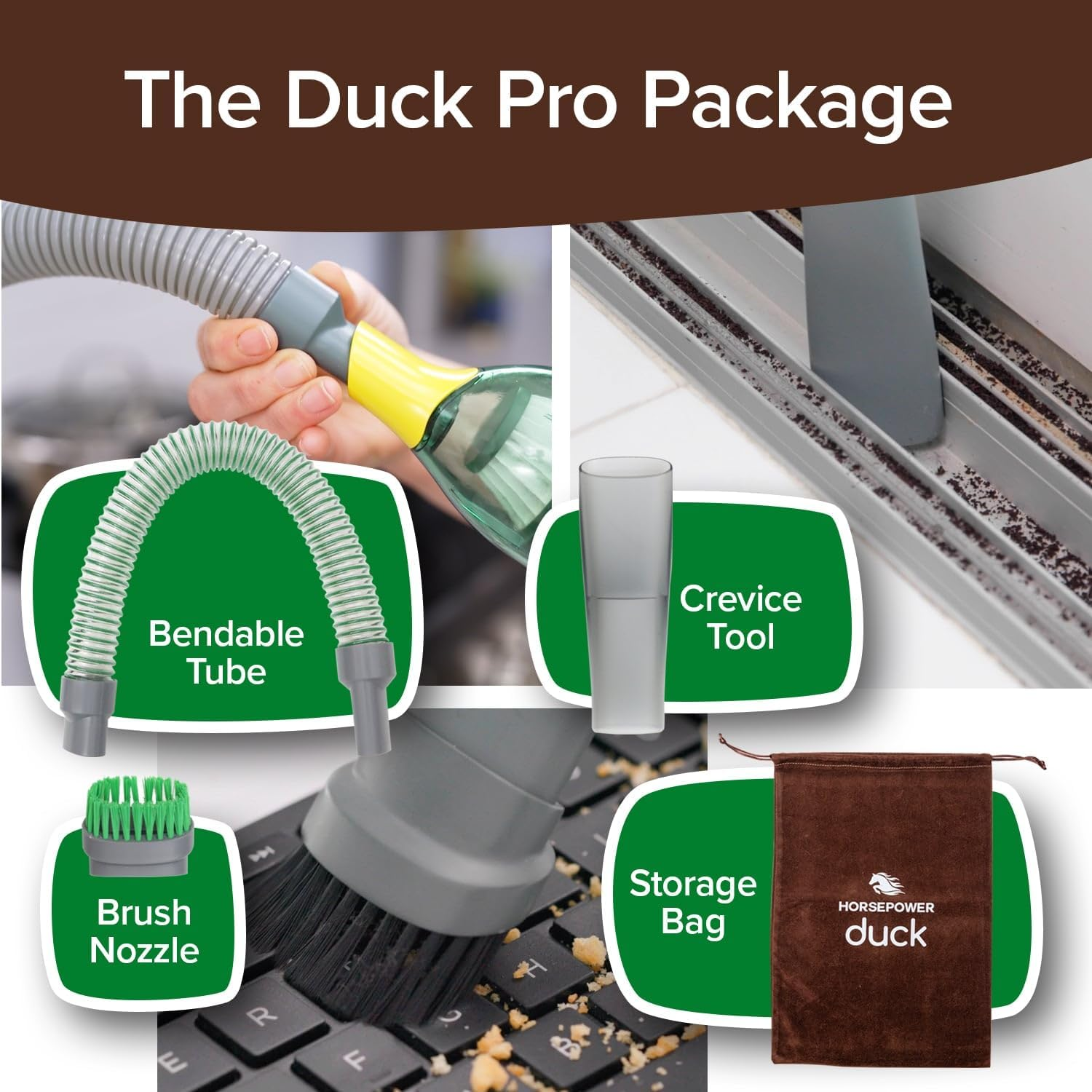 Duck Compact Cordless Vacuum by Horsepower, Ultra-Powerful, Strong Suction, AS-SEEN-ON-TV, Easy to Store, Rechargeable. Home, Auto, Pet Hair, Fits in Tiny Crevices, Includes Hose, Crevice Tool & Brush image number 1